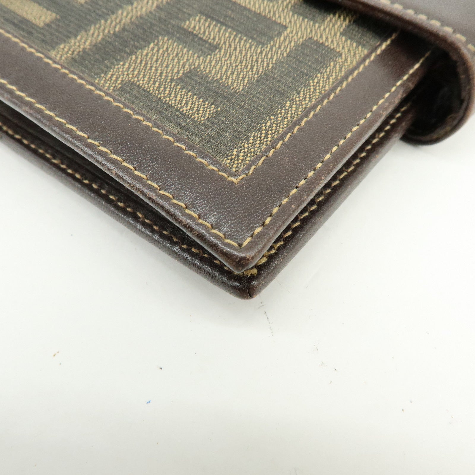 FENDI Zucca Canvas Leather Agenda Planner Cover Brown Black 30153