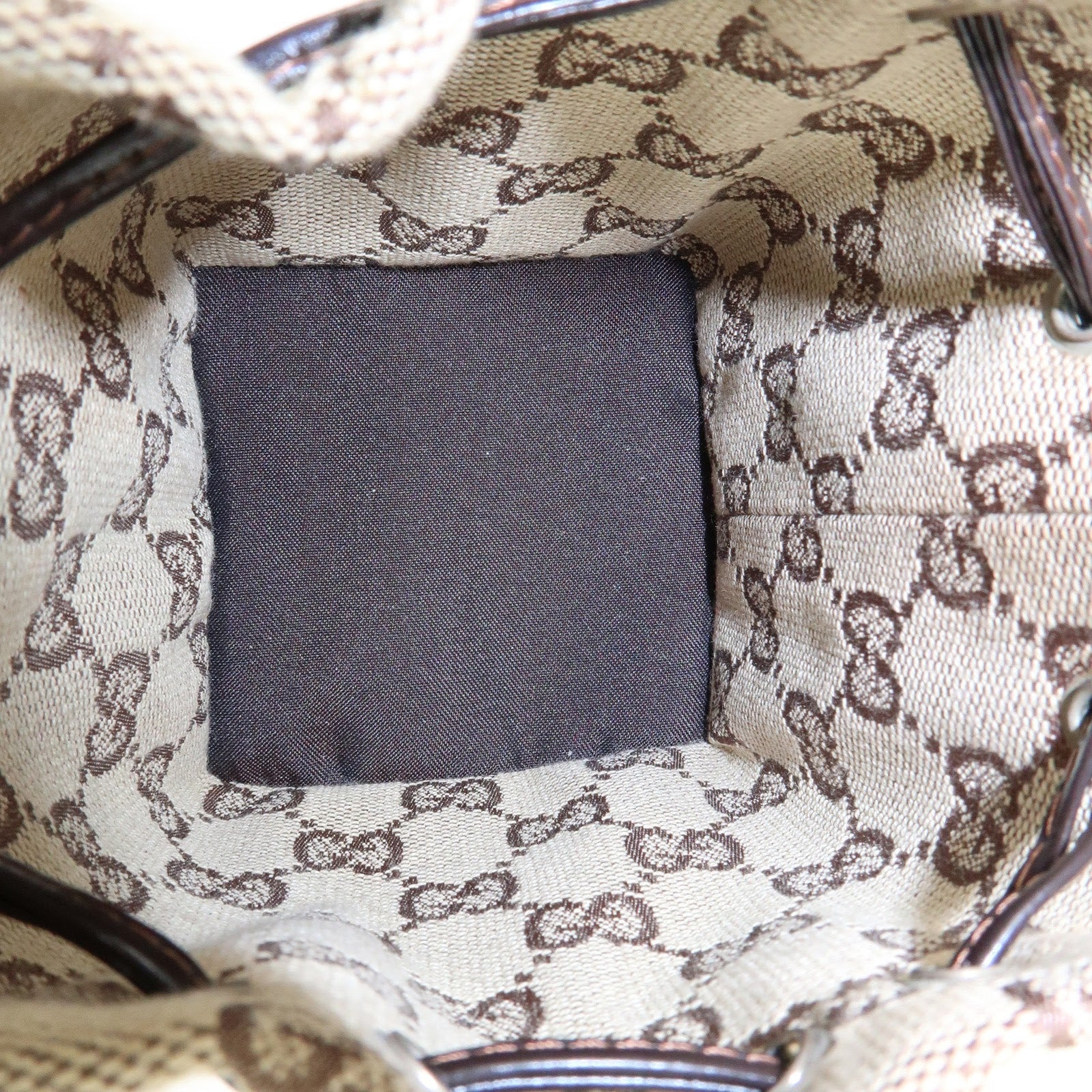 GUCCI GG Canvas Leather Hand Bag Cosmetic Pouch Beige 039・1054
