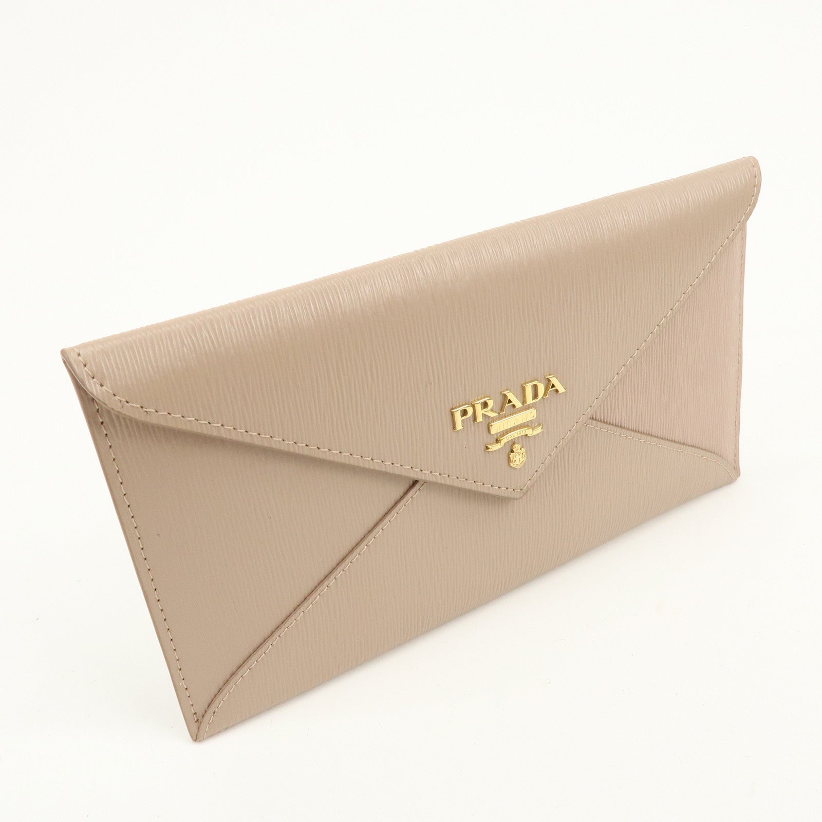 PRADA Envelope Vitello Move Leather Long Wallet Beige 1MF175