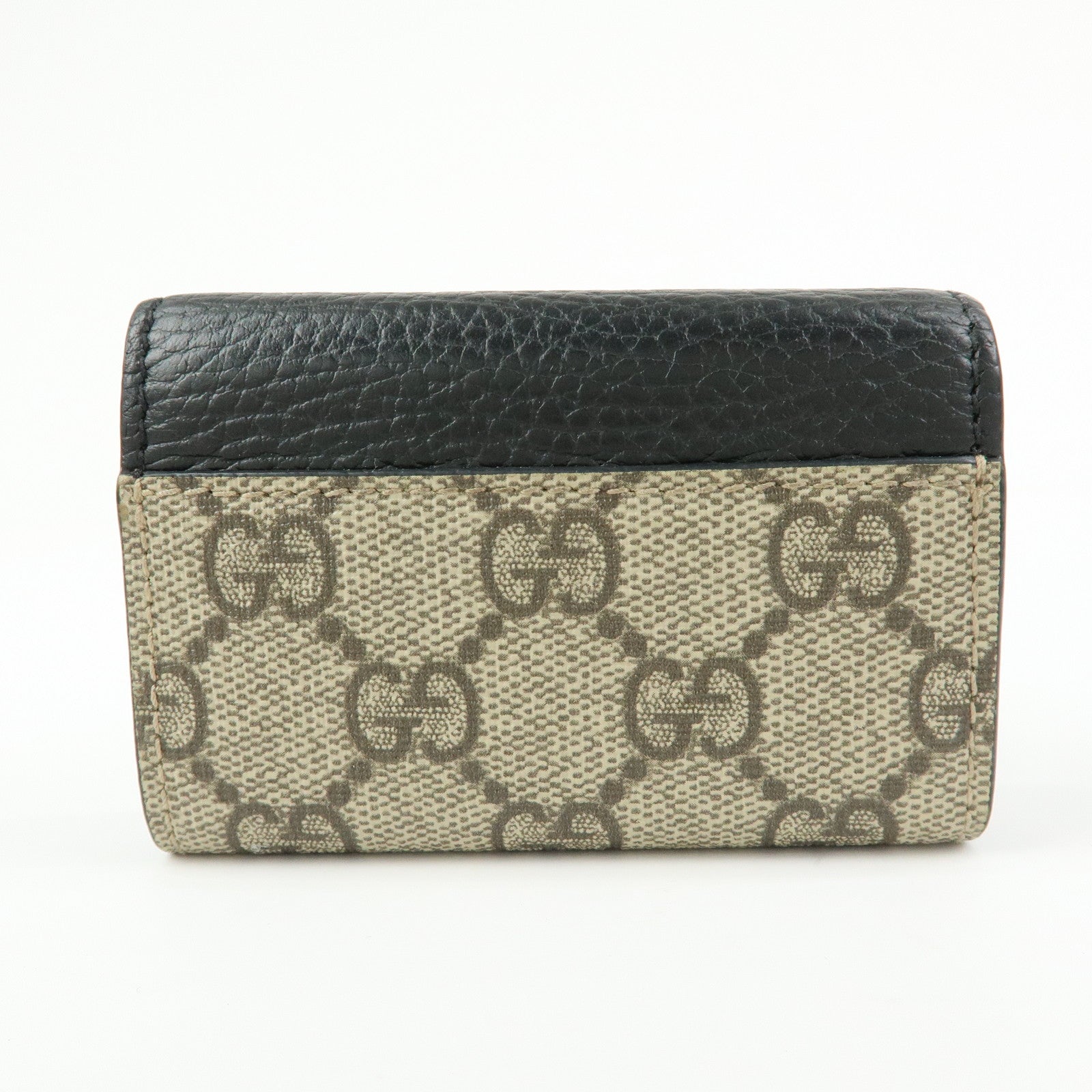 GUCCI GG Marmont GG Supreme Leather 6 Key Case Beige Black 456118