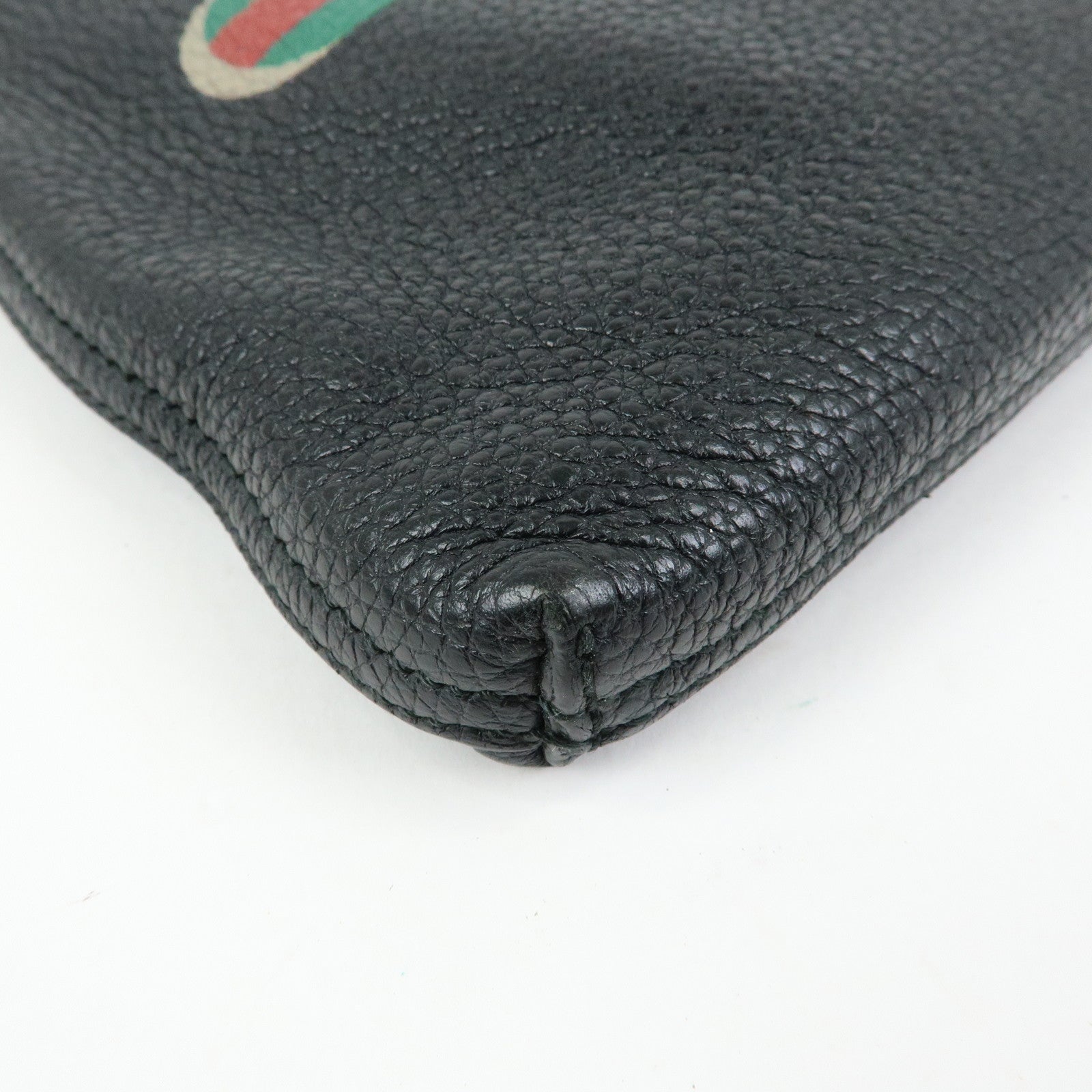 GUCCI Sherry Vintage Logo Leather Clutch Bag Black 500981