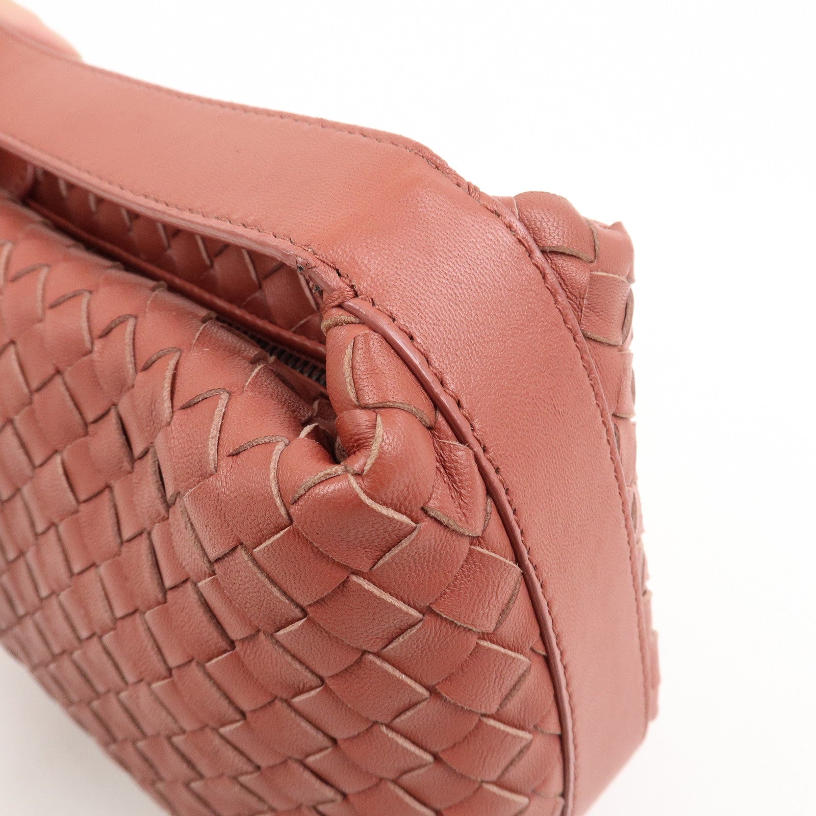 BOTTEGA VENETA Intrecciato Leather Shoulder Bag Hand Bag Red