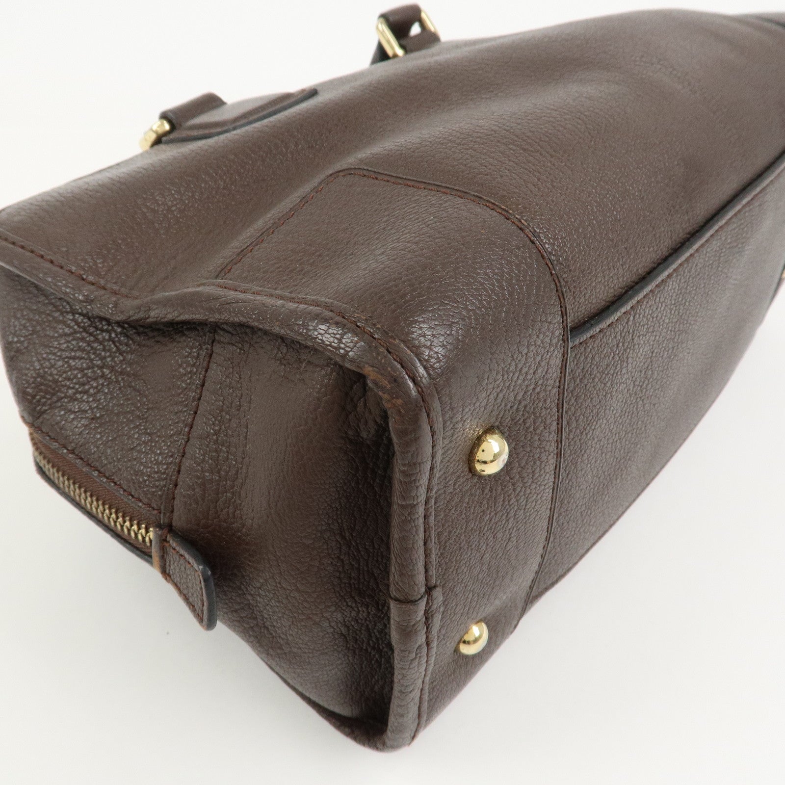 LOEWE Anagram Amazona 28 Leather Hand Bag Boston Bag Brown