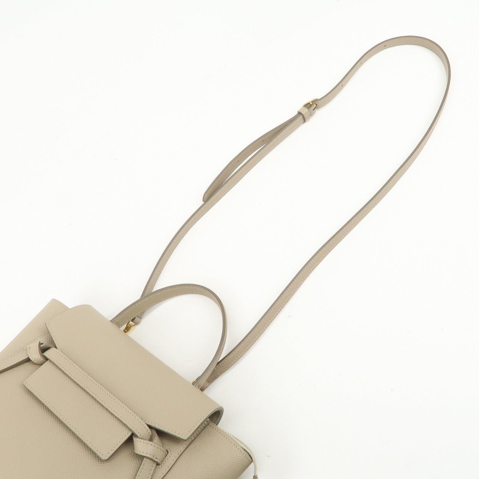 CELINE Belt Bag Leather Nano 2WAY Hand Bag Shoulder Bag Beige