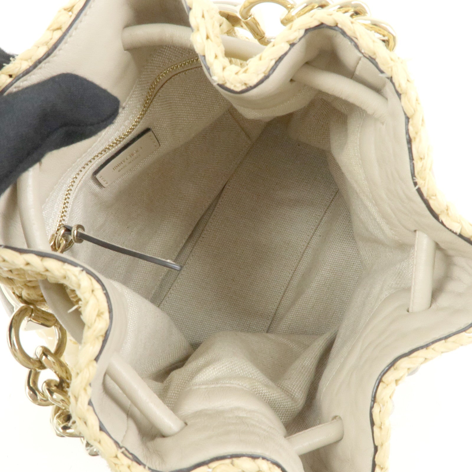 JIMMY CHOO Bon Bon Raffia Leather Hand Bag Beige