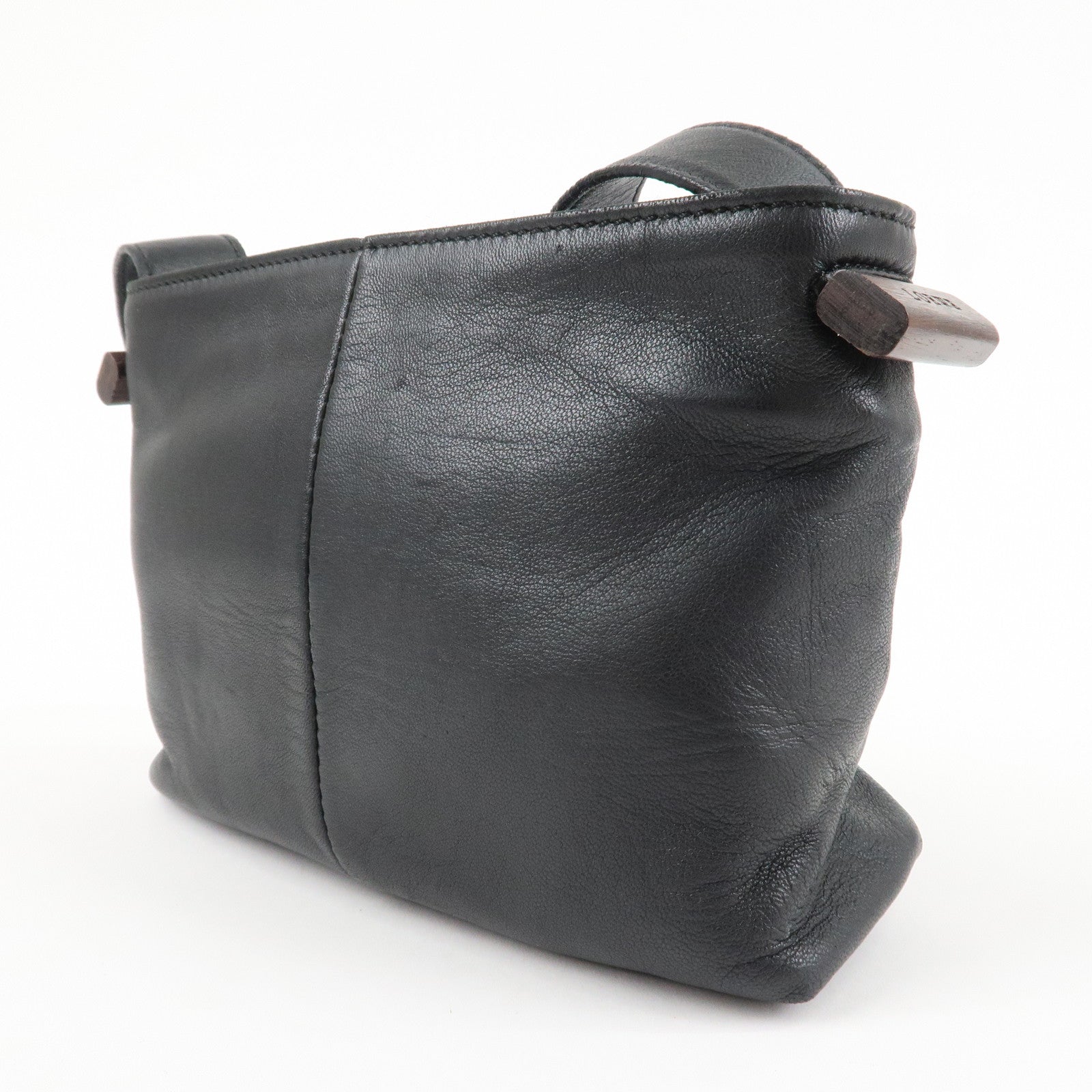 LOEWE Nappa Leather Shoulder Bag Crossbody Bag Black Used