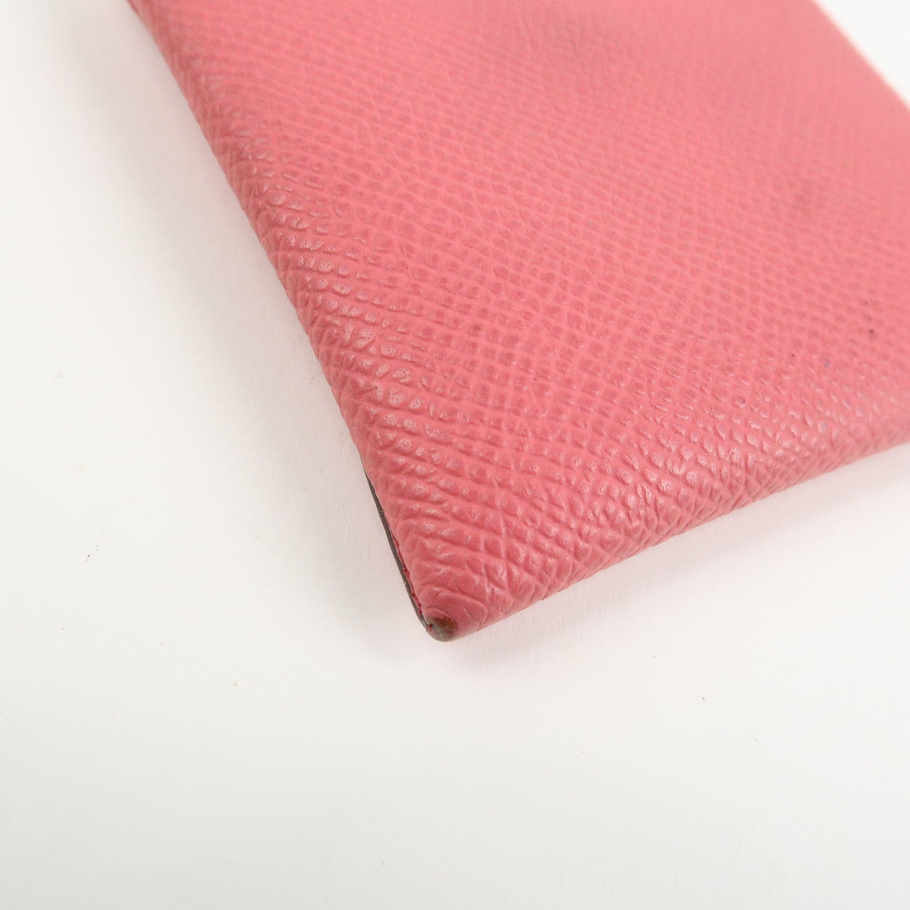 HERMES Bastia Epsom Leather Coin Case A Stamped Rose Azalee Used
