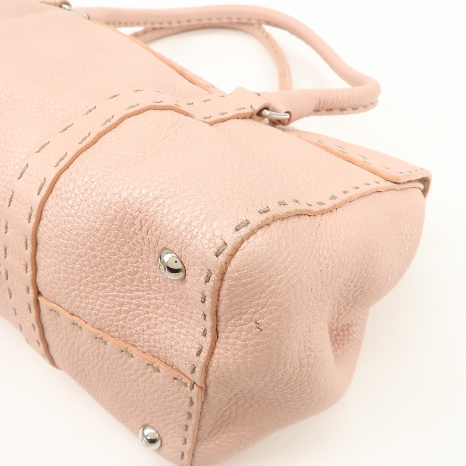 FENDI Seleria Linda Leather Shoulder Bag Hand Bag Pink 8BR442