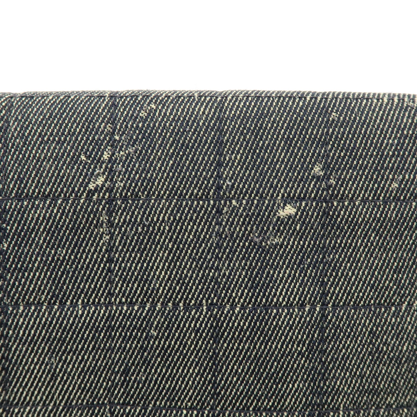 CHANEL Chocolate Bar COCO Mark Denim Clutch Bag Black