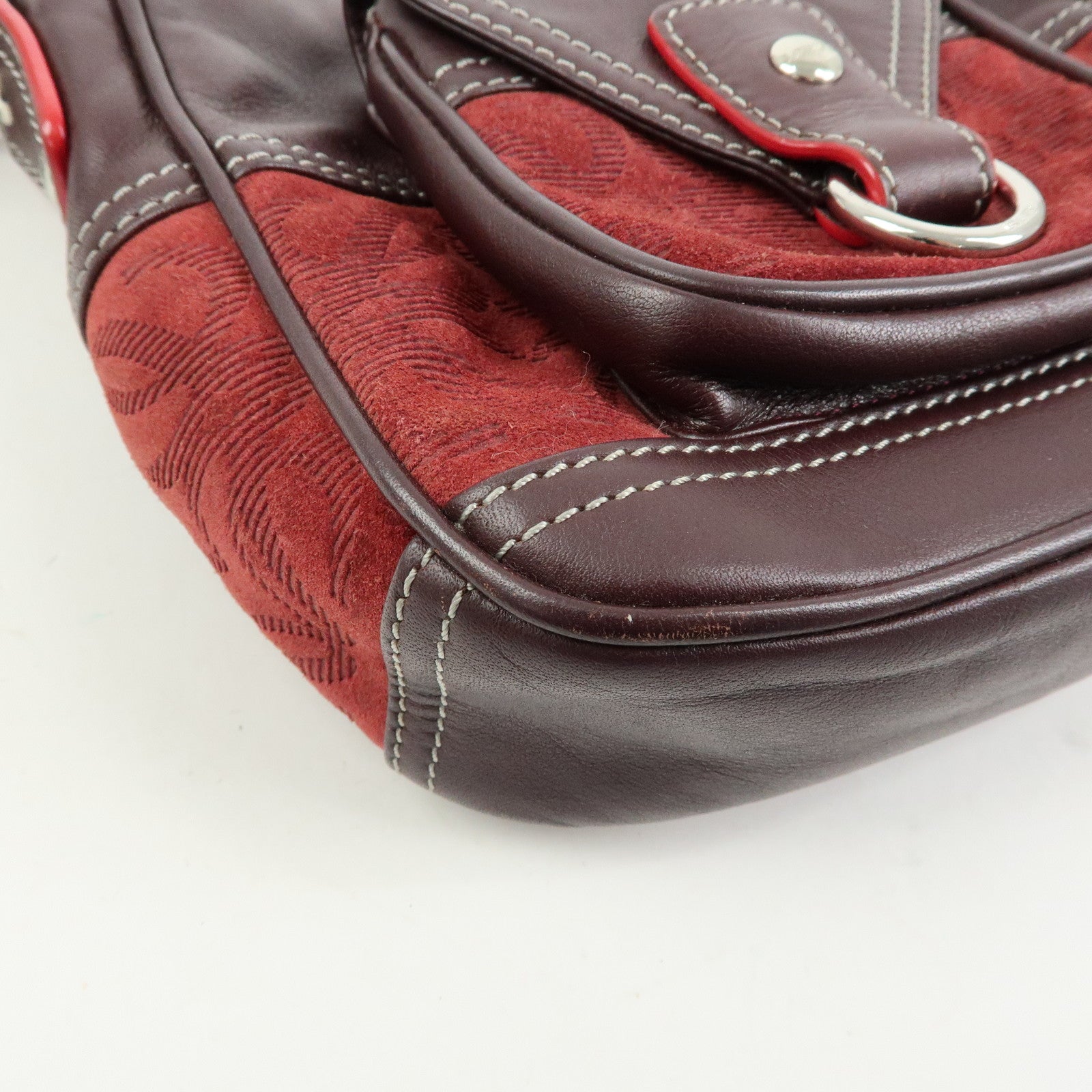 LOEWE Anagram Suede Leather Shoulder Crossbody Bag Bordeaux