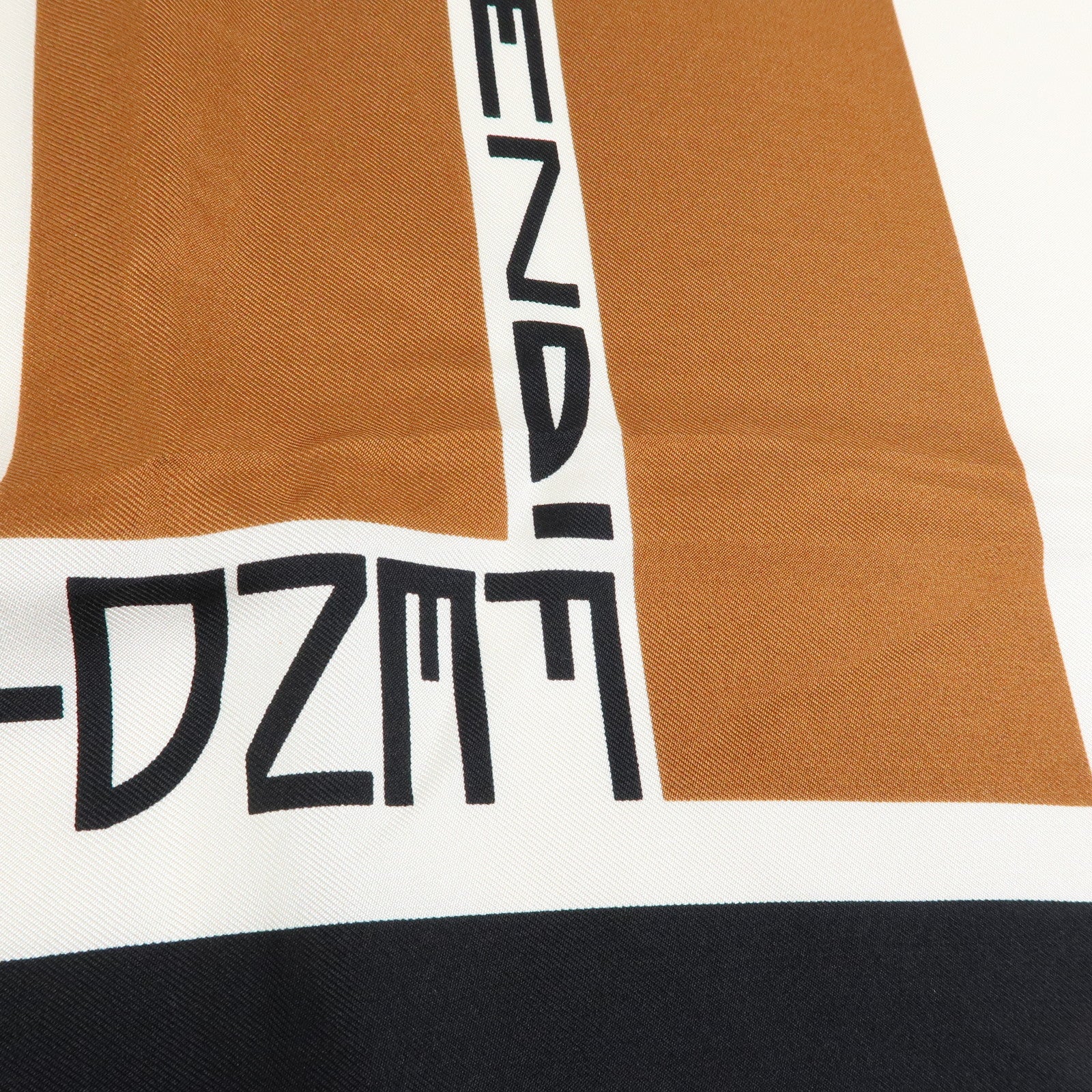 FENDI Zucca Silk 100% Scarf White Black Brown Red