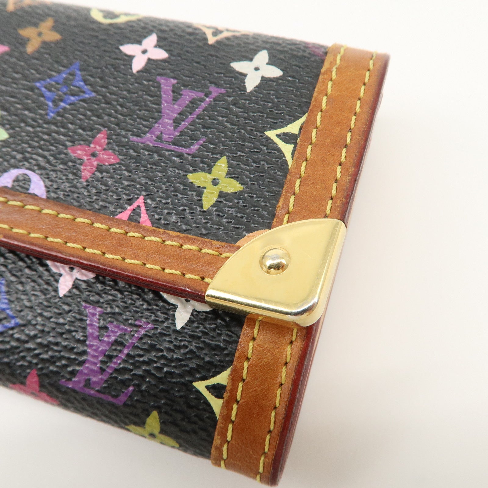 Louis Vuitton Monogram Multicolor Porte Monnaie Plat Coin Case Noir M92656 Used