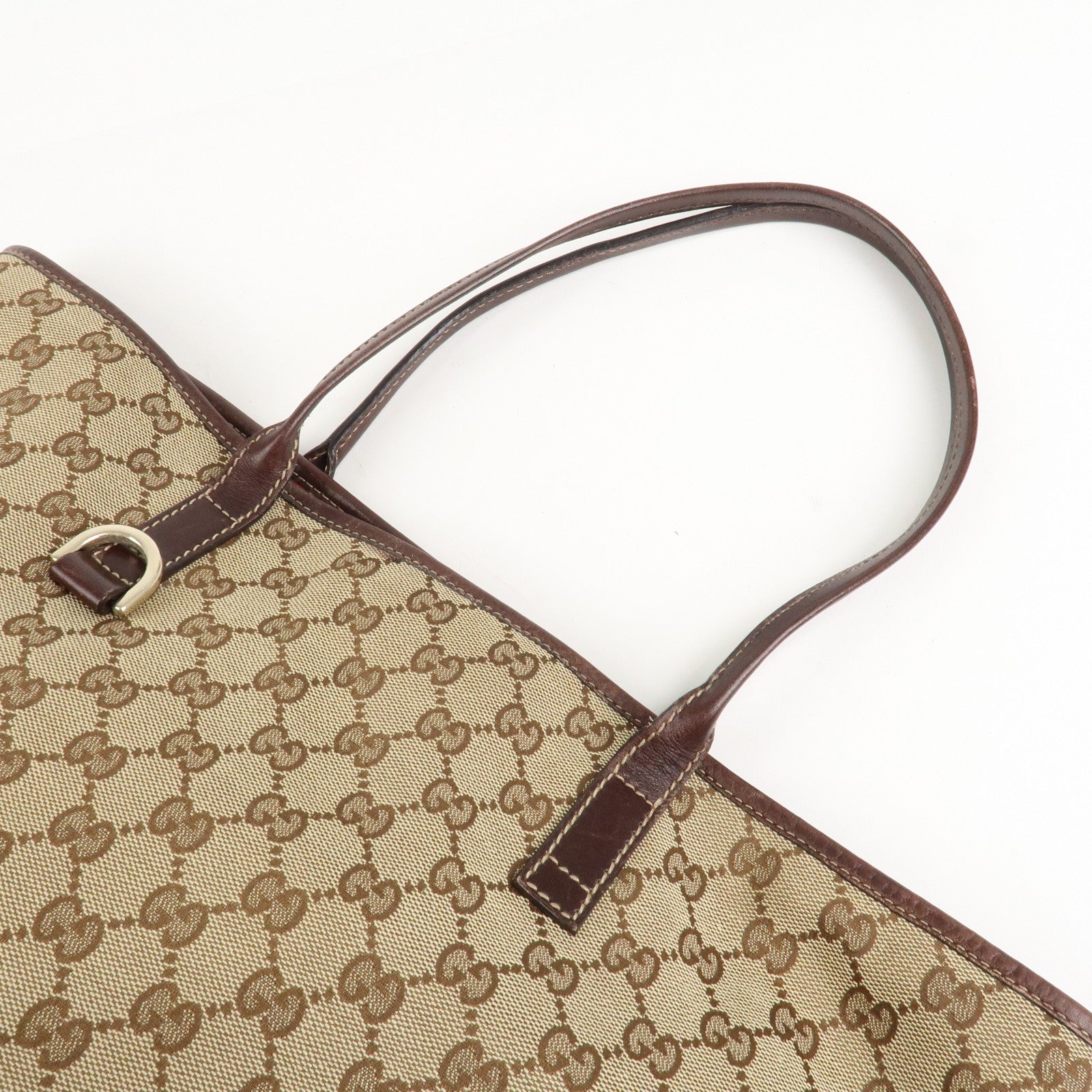 GUCCI Abbey Interlocking G GG Canvas Leather Tote Bag Brown 169945 Used