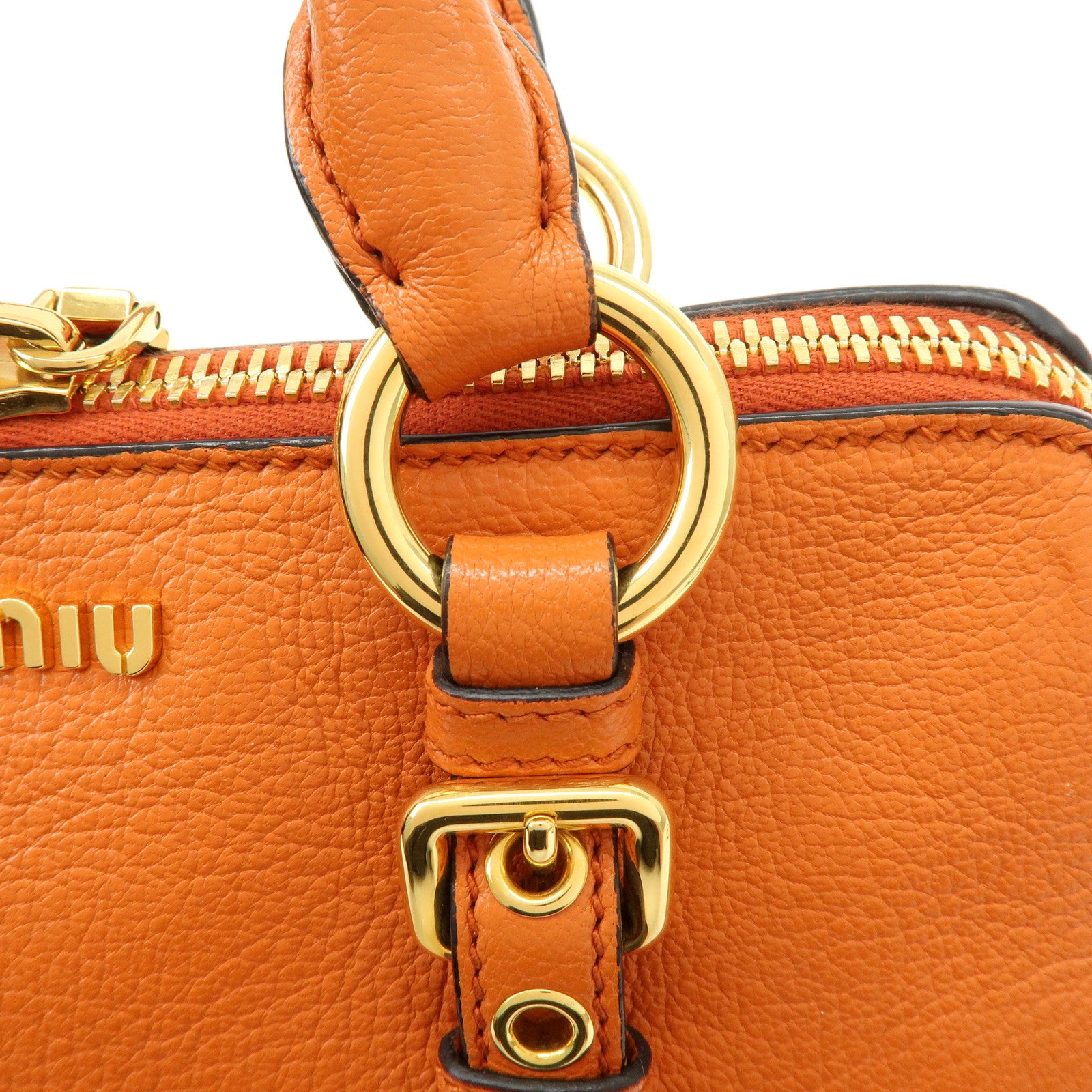 MIU MIU Madras Leather 2Way Bag Hand Bag Shoulder Bag Orange