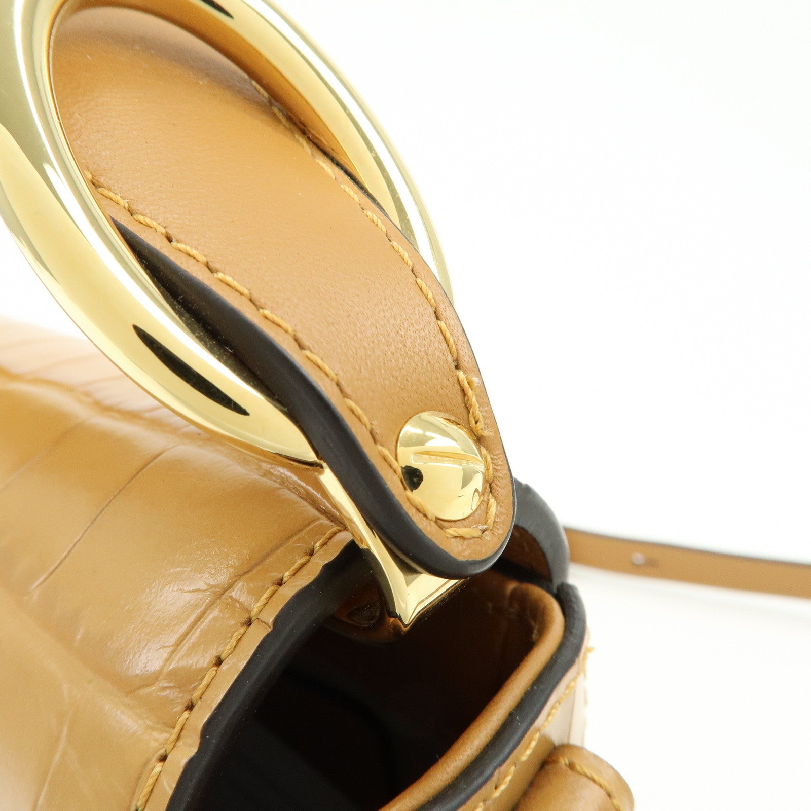 Chloe See By Chloe Embosssed Leather 2Way Bag Shoulder Bag Brown