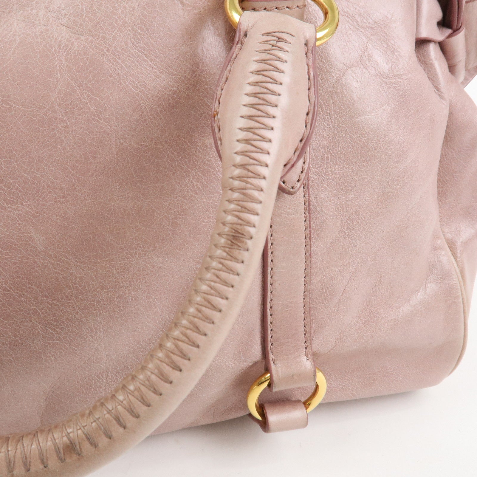 MIU MIU Side Ribbon Leather 2Way Shoulder Bag Hand Bag Pink RT0438