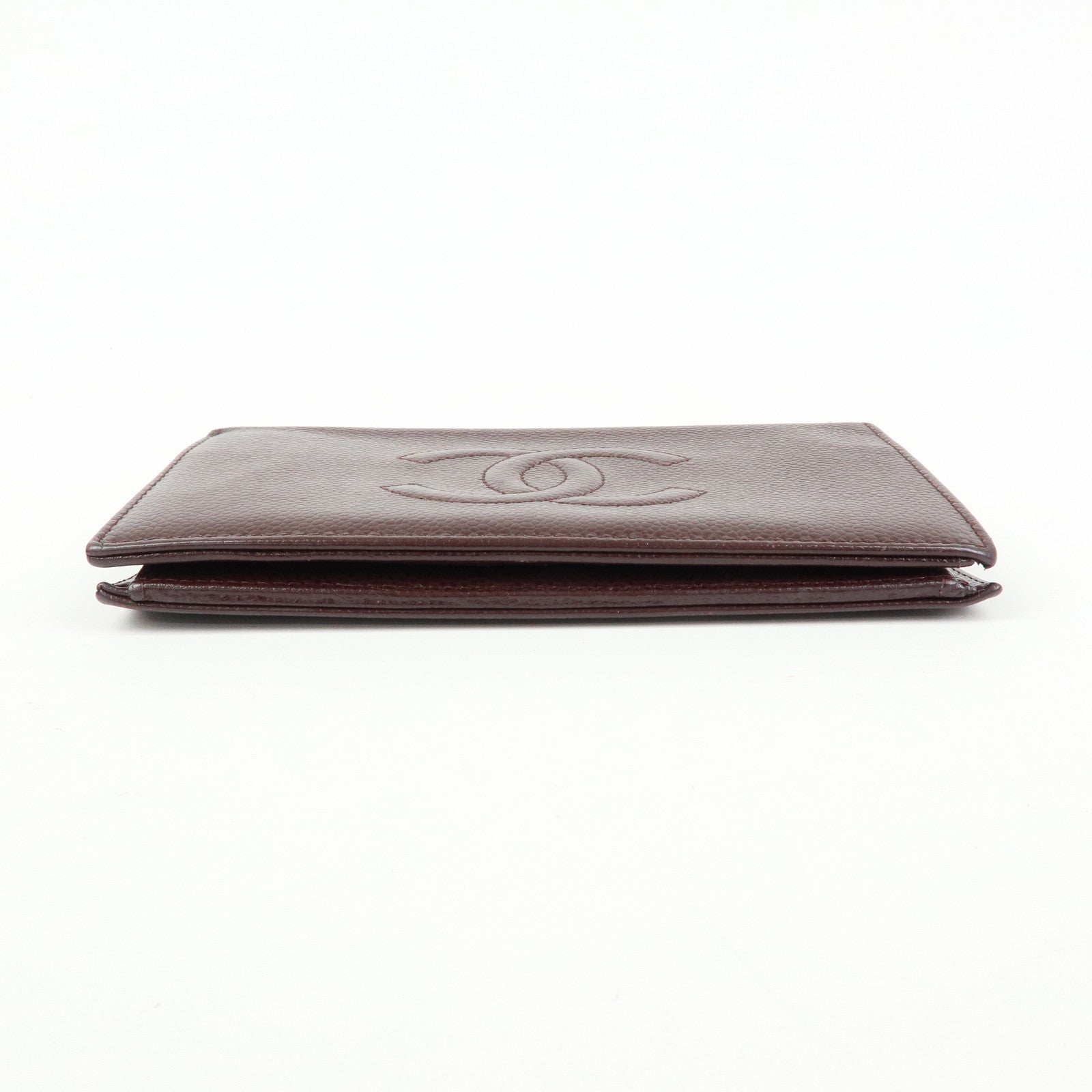 CHANEL COCO Mark Caviarskin Flap Bi-fold Long Wallet Brown