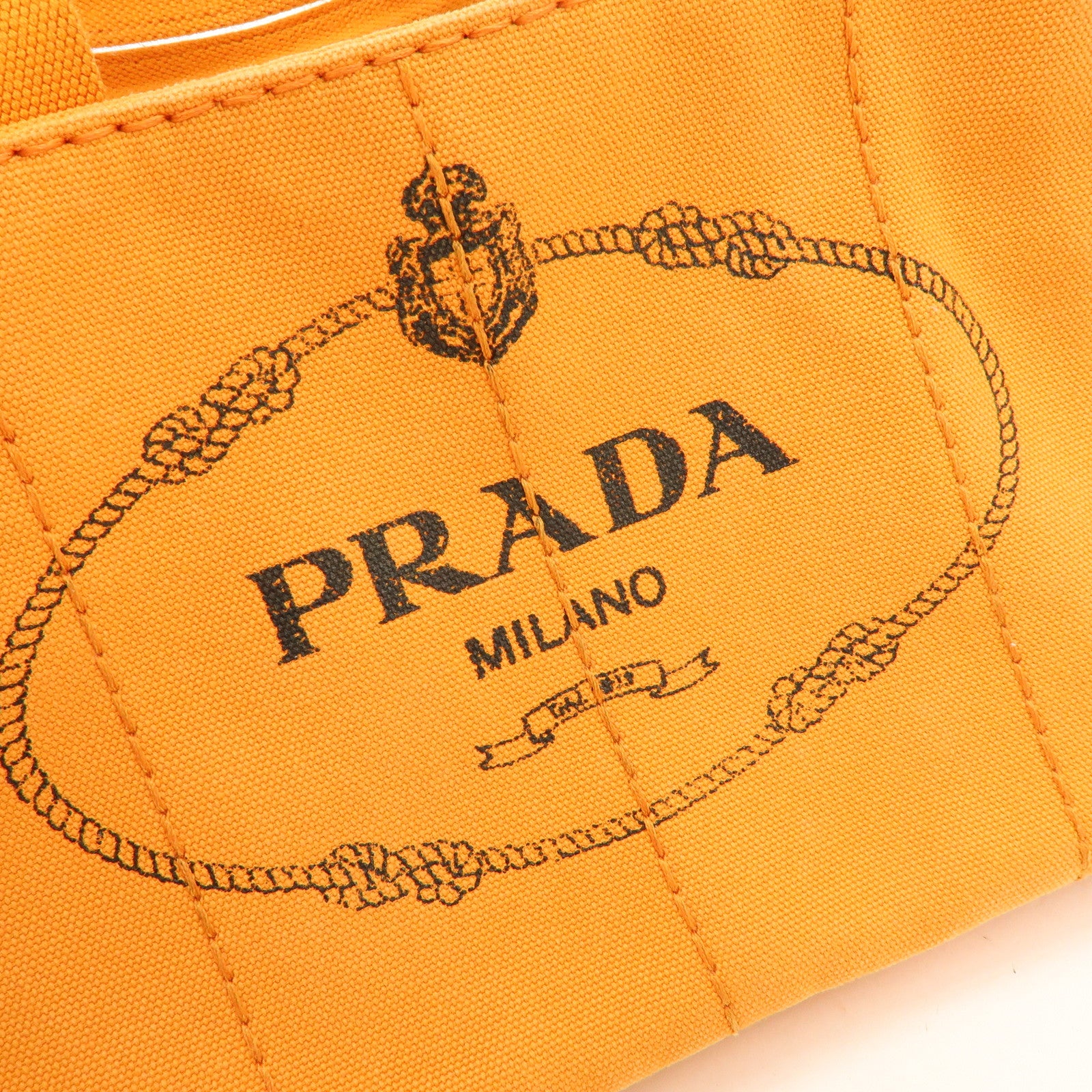 PRADA Canapa Mini Canvas Tote Bag Hand Bag BN2439 Orange