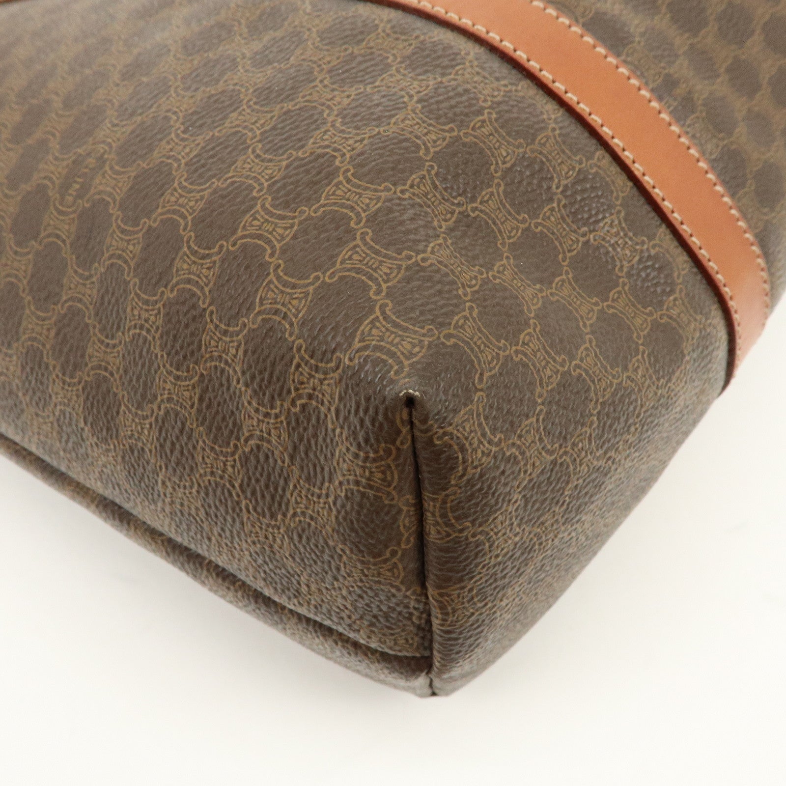 CELINE Macadam PVC Leather Tote Bag Hand Bag Shoulder Bag Brown