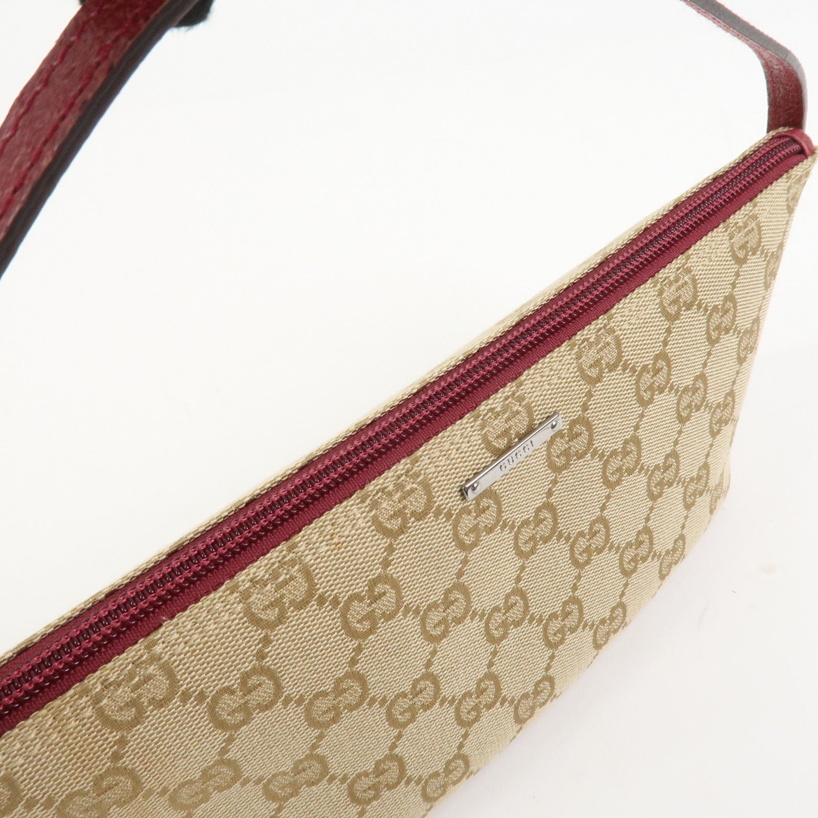 GUCCI Boat Bag GG Canvas Leather Hand Bag Light Brown 07198