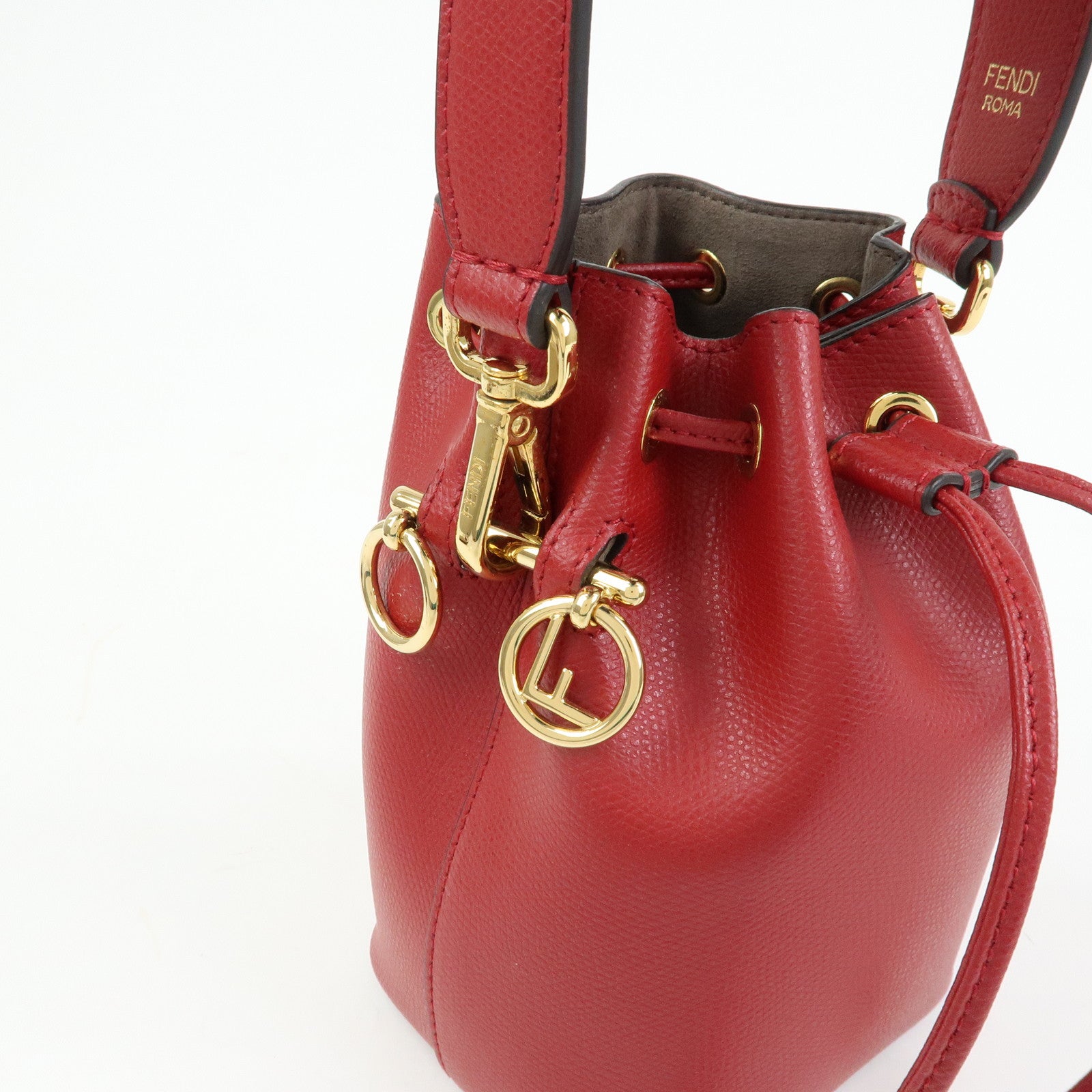 FENDI Mon Tresor Leather 2Way Bag Hand Bag Shoulder Bag Red 8BS010