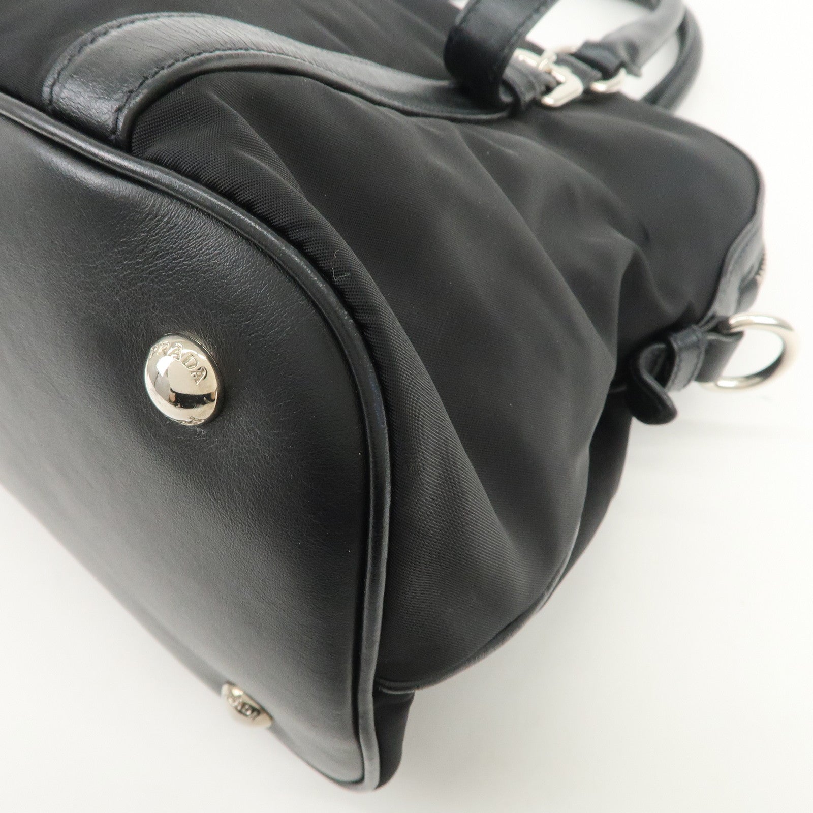 PRADA Nylon Leather 2Way Bag Hand Bag Shoulder Bag Black 1BB912