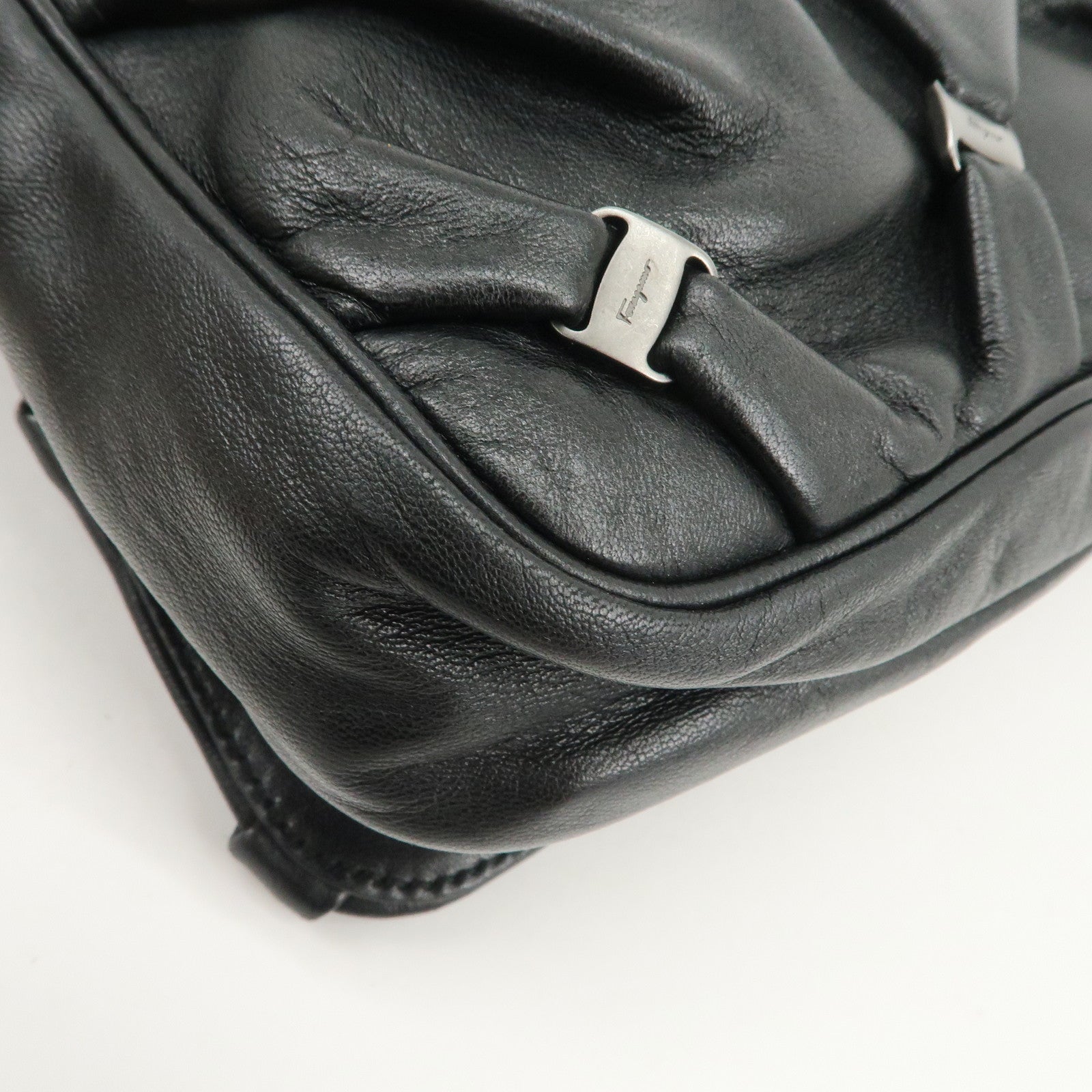 Ferragamo Mini Vara Leather Shoulder Bag Hand Bag Black