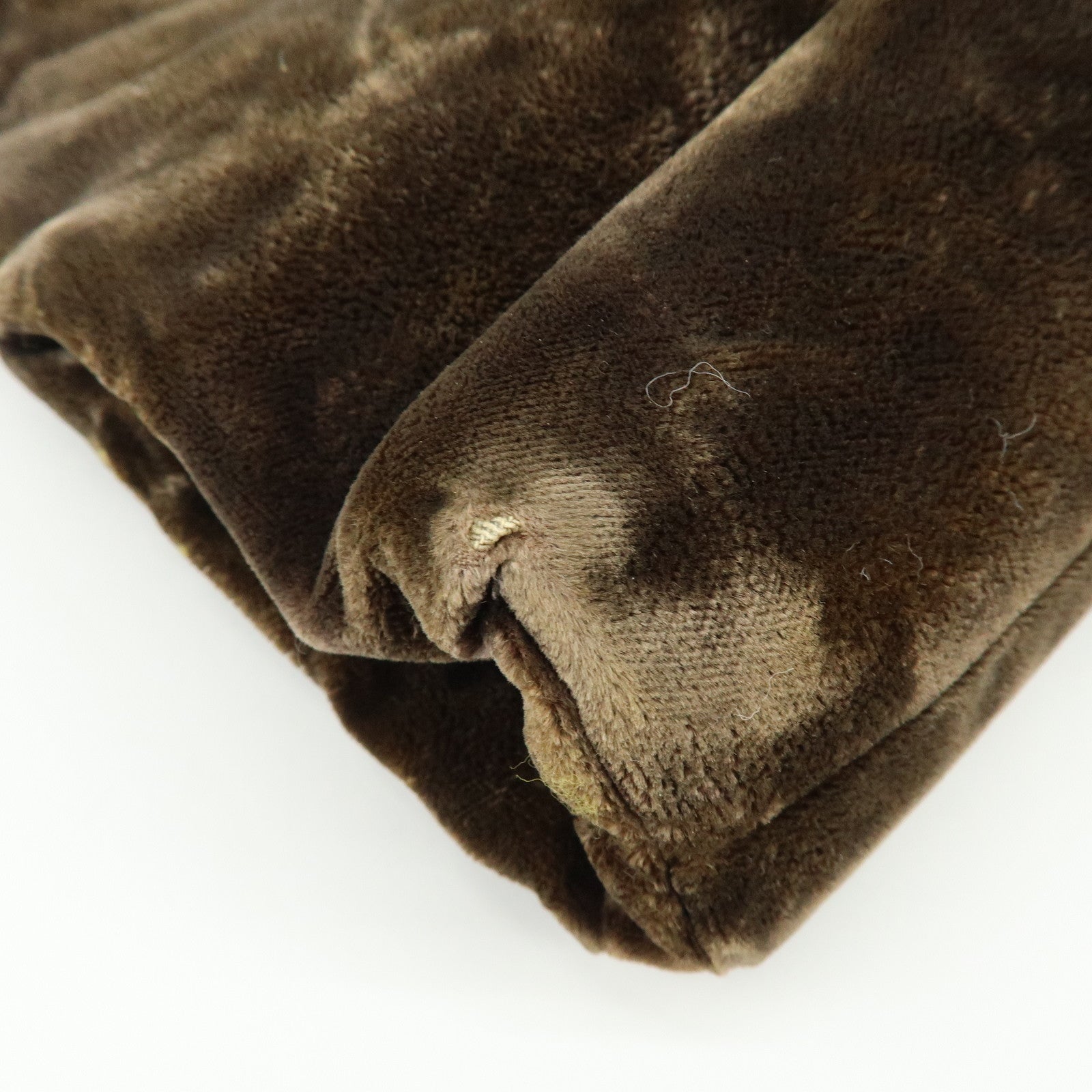 PRADA Logo Velour Hand Bag Brown B7641