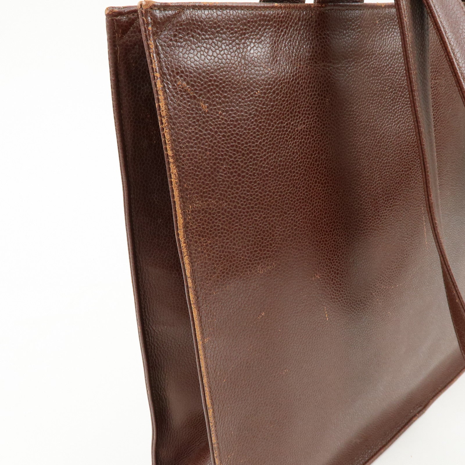 CHANEL COCO Mark Caviarskin Tote Bag Shoulder Bag Brown