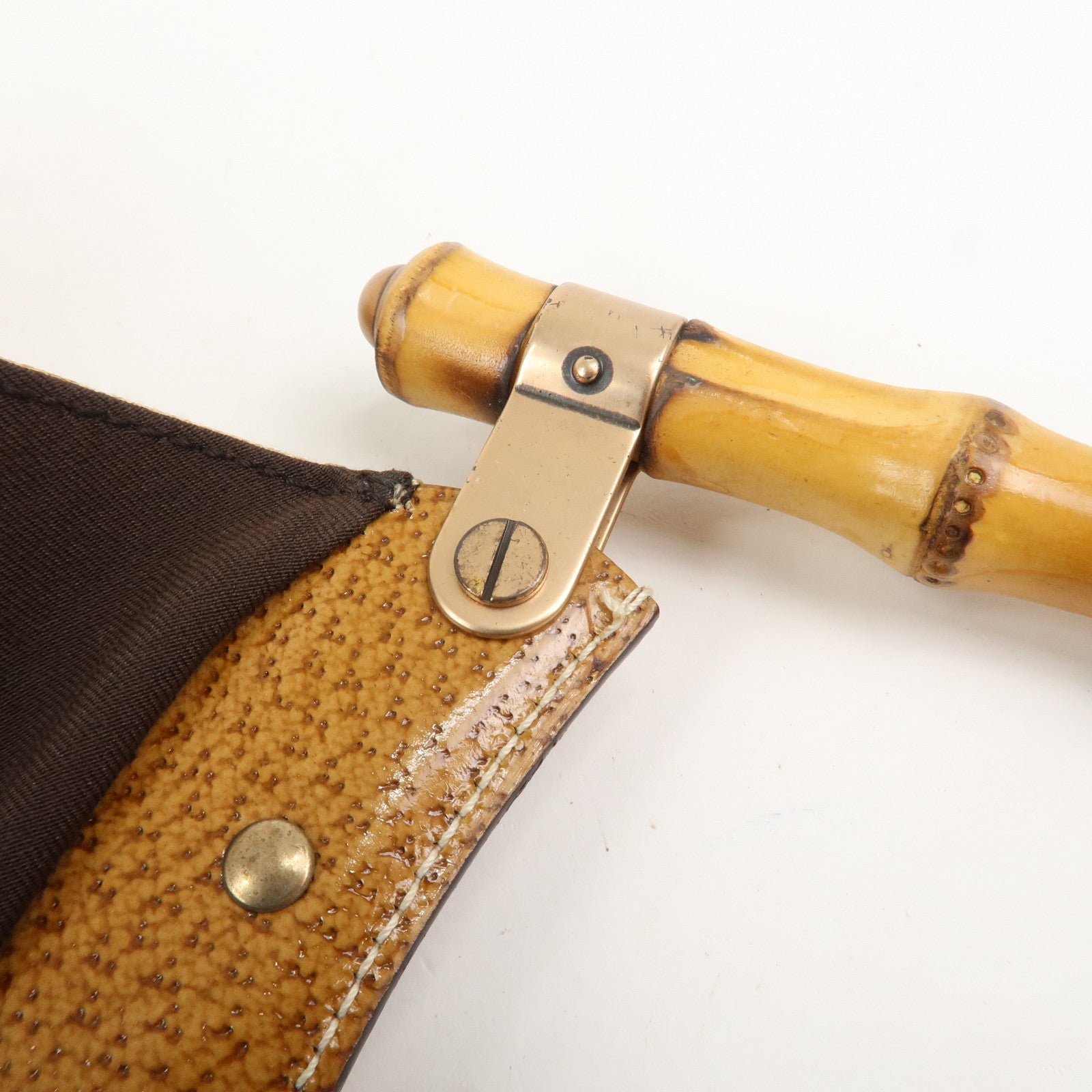 GUCCI Bamboo GG Canvas Leather Shoulder Bag Hand Bag Beige 124293