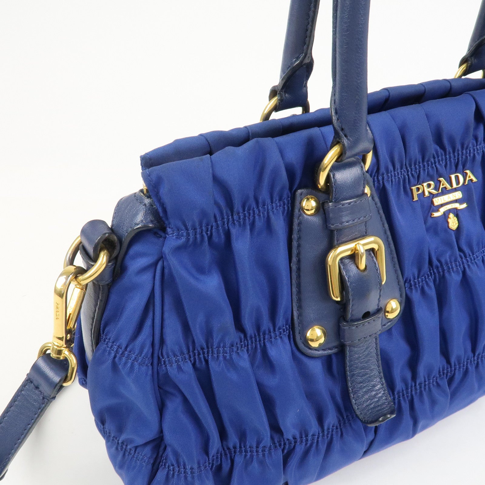PRADA Logo Nylon Leather 2Way Bag Hand Bag Shoulder Bag BN 1407