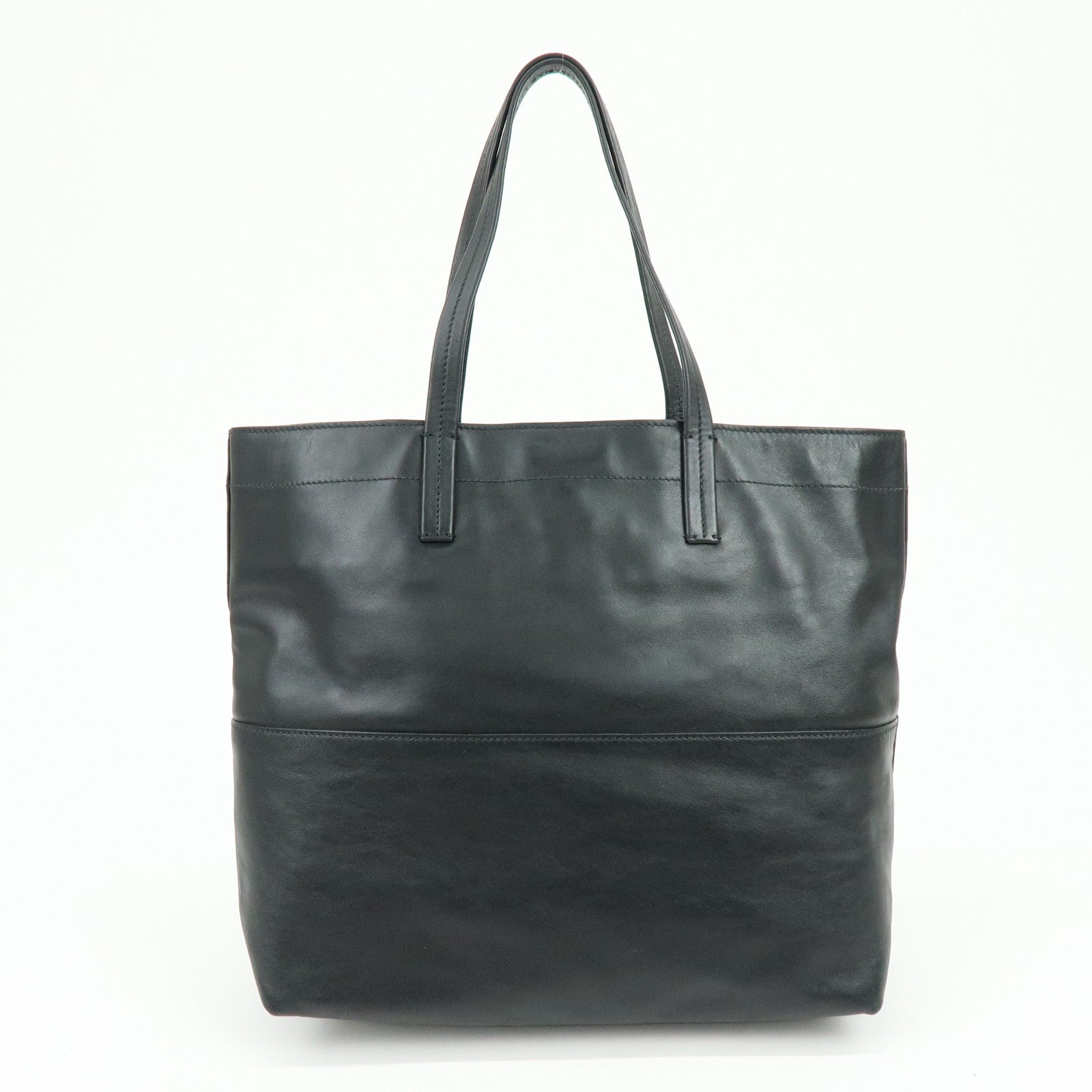 MIU MIU Logo Leather Tote Bag Shoulder Bag Hand Bag Black