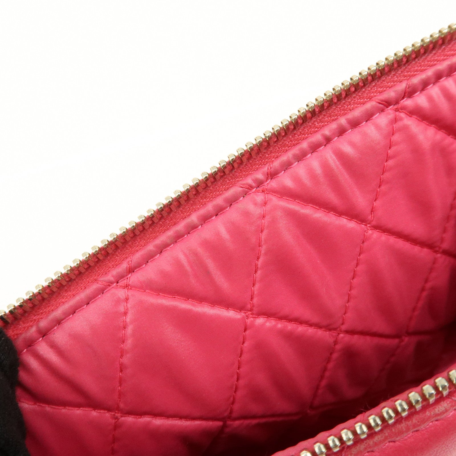 CHANEL Matelasse COCO Mark Lamb Skin Cosmetic Accessory Pouch Pink