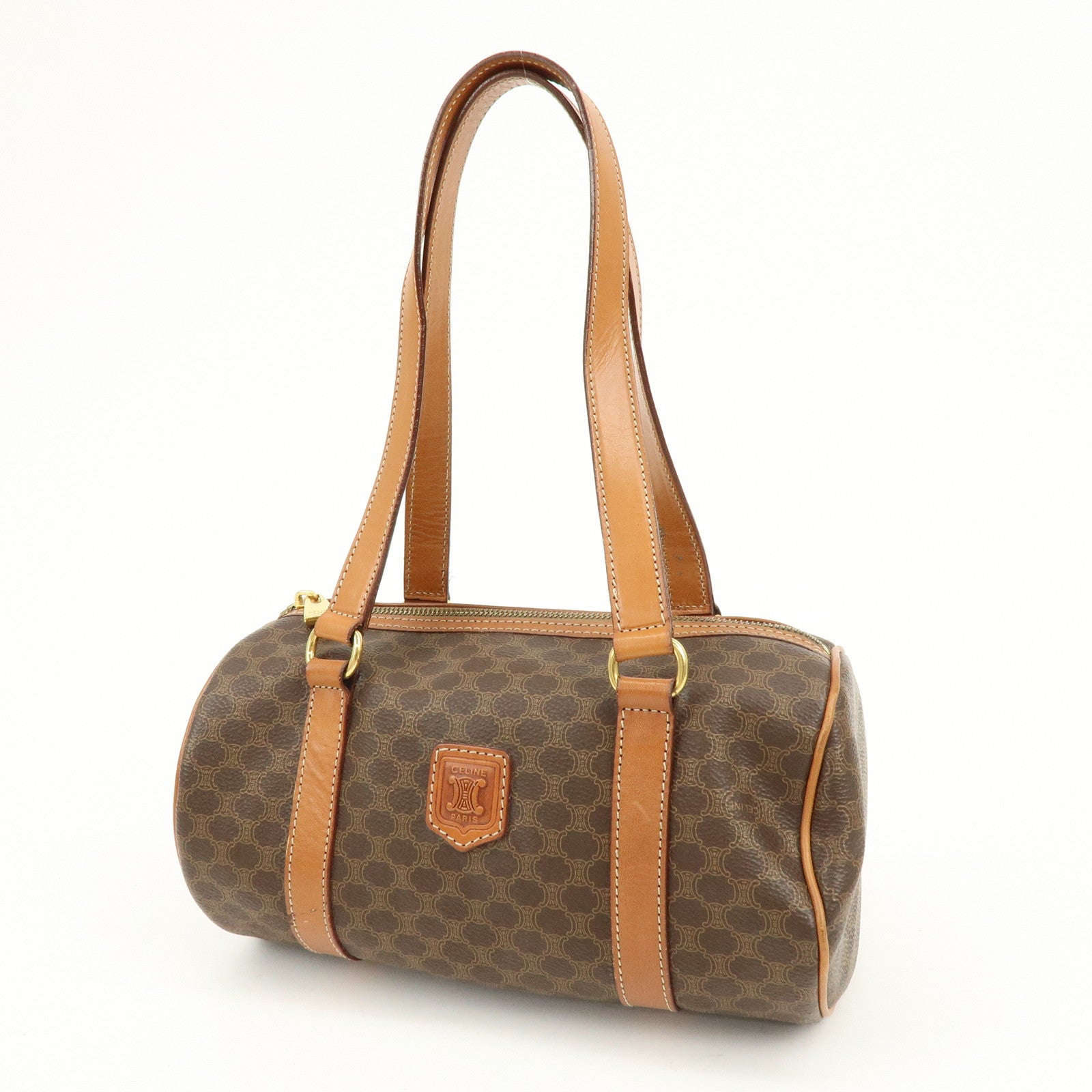 CELINE Macadam PVC Leather Shoulder Bag Hand Bag Brown