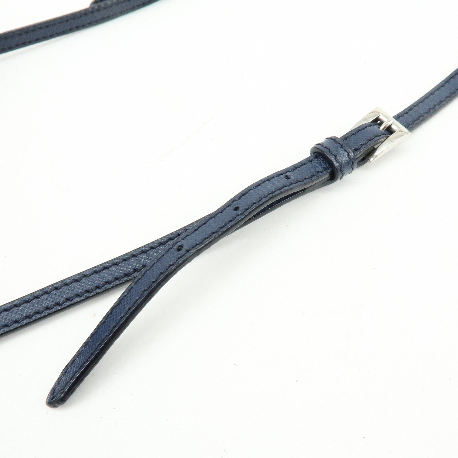 PRADA Logo Denim Shoulder Bag Crossbody Bag Rhinestone Blue