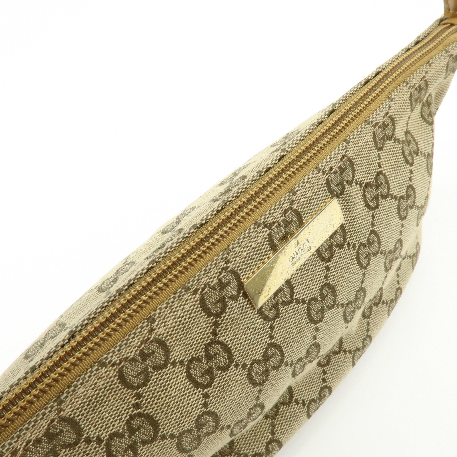 GUCCI Boat Bag GG Canvas Leather Hand Bag Beige Yellow 039・1103