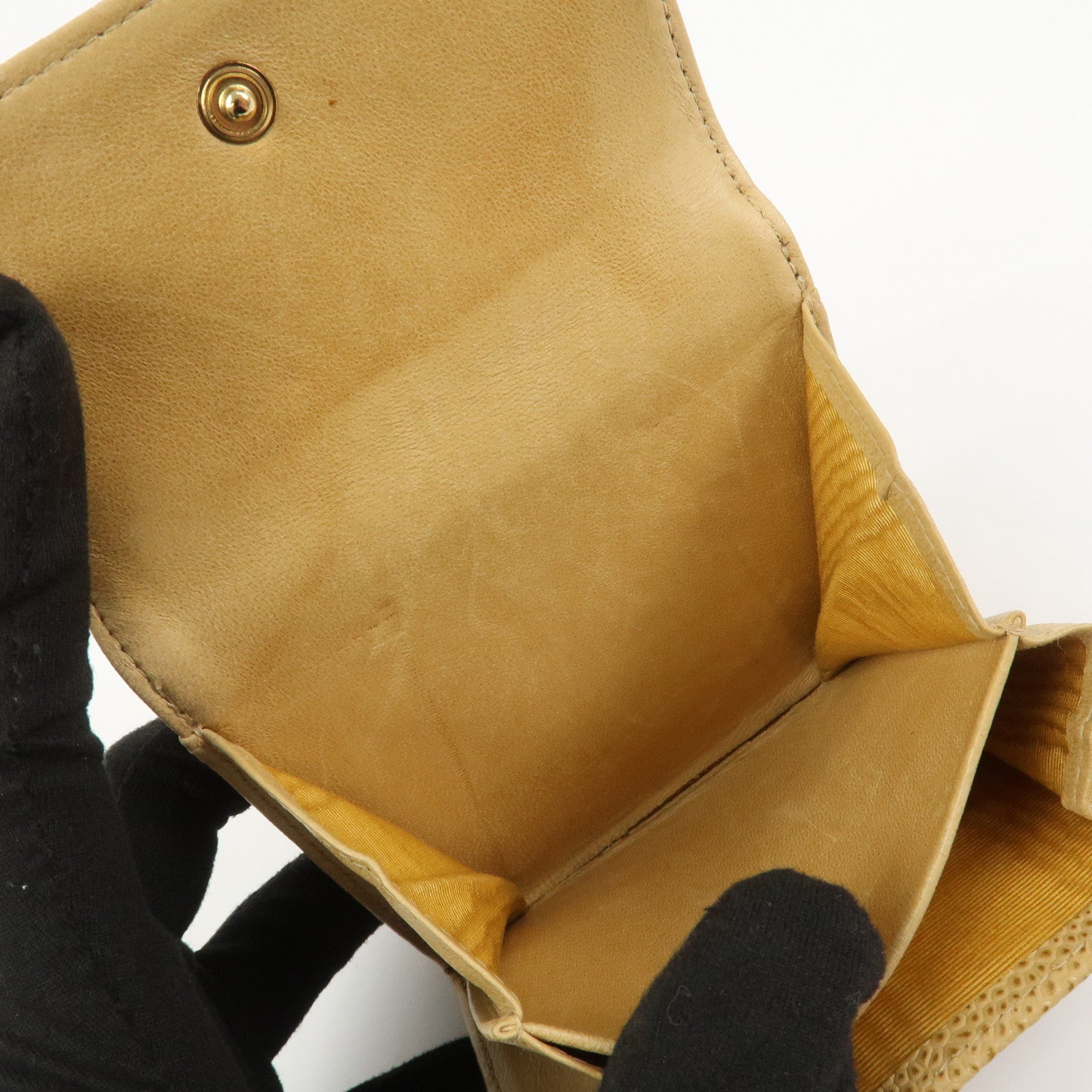 CHANEL COCO Mark Caviarskin Compact Bi-fold Wallet Beige