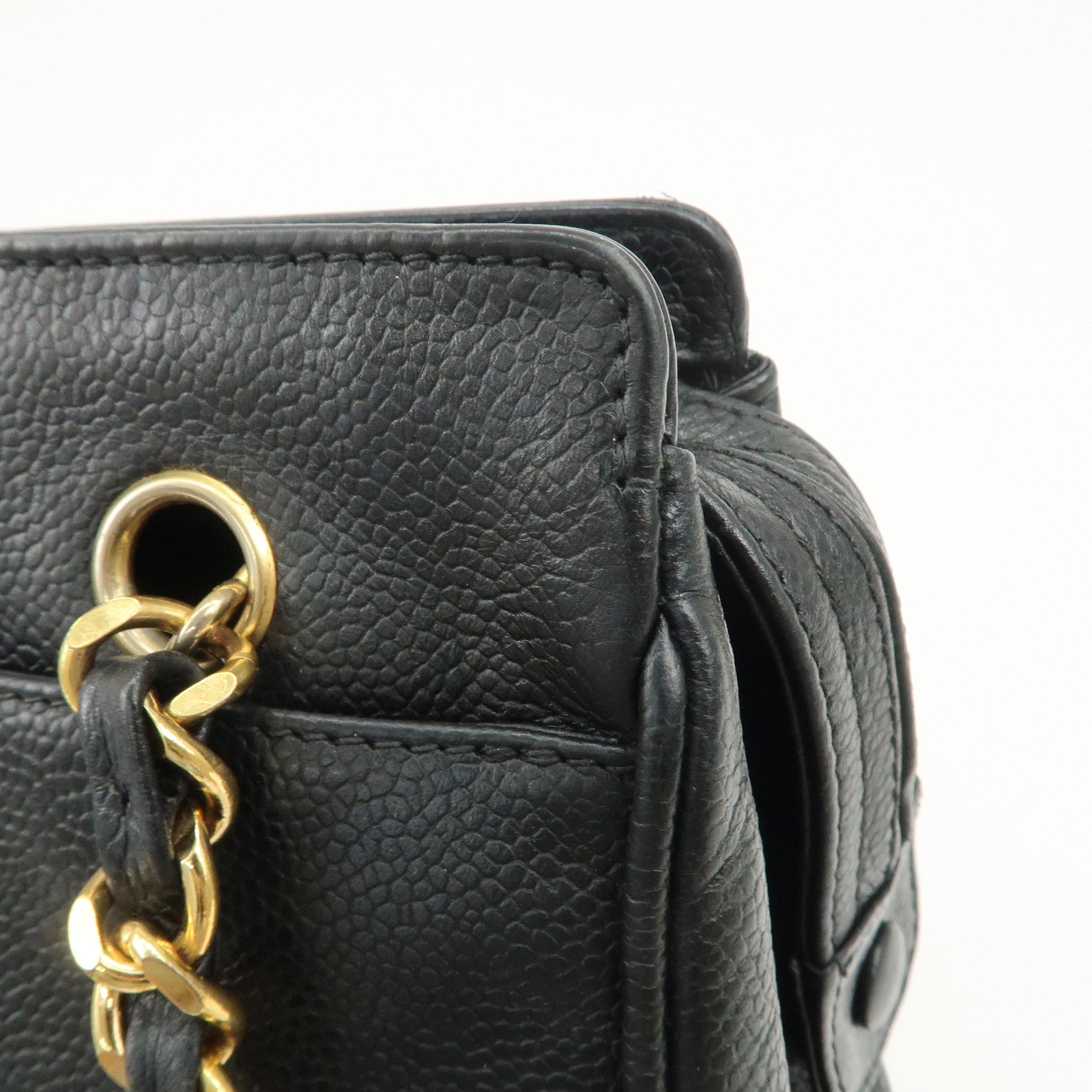 CHANEL Triple COCO Mark Caviarskin Chain Shoulder Bag Black