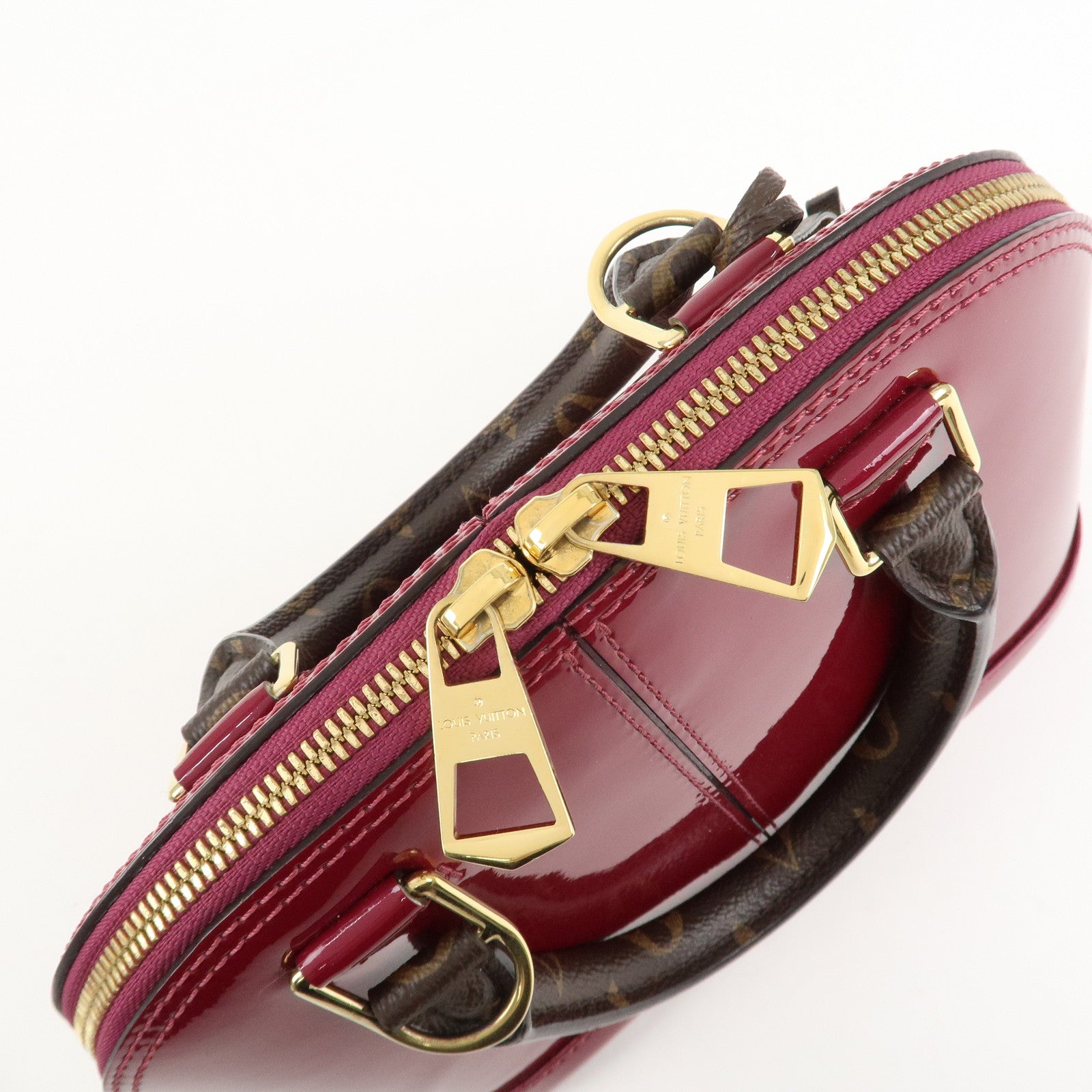 Louis Vuitton Monogram Vernis Alma BB 2Way Hand Bag Magenta M54785 Used