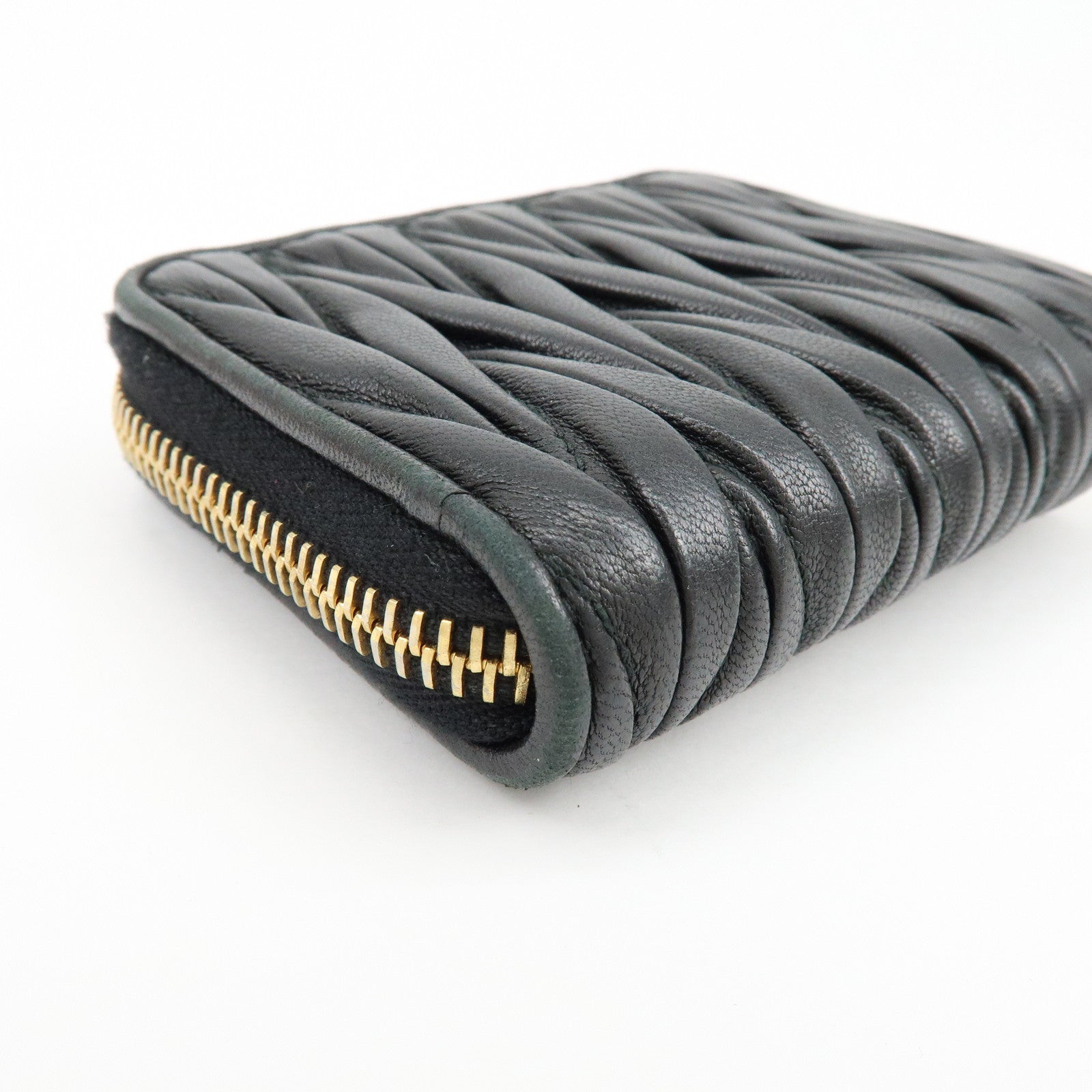 MIU MIU Matelasse Nappa Leather Compact Wallet Black 5MM268