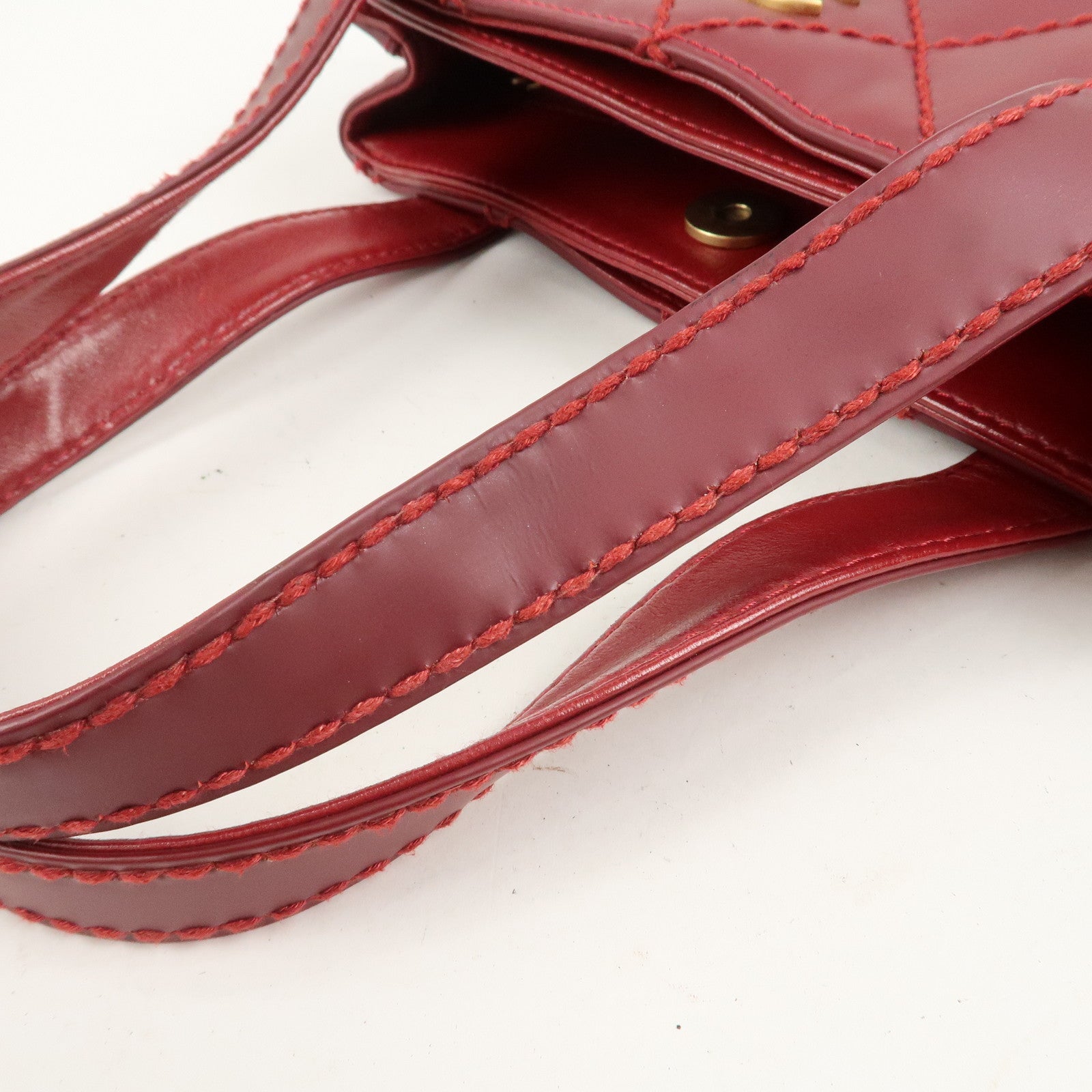 CHANEL Wild Stitch Leather Tote Bag Hand Bag Red A18126