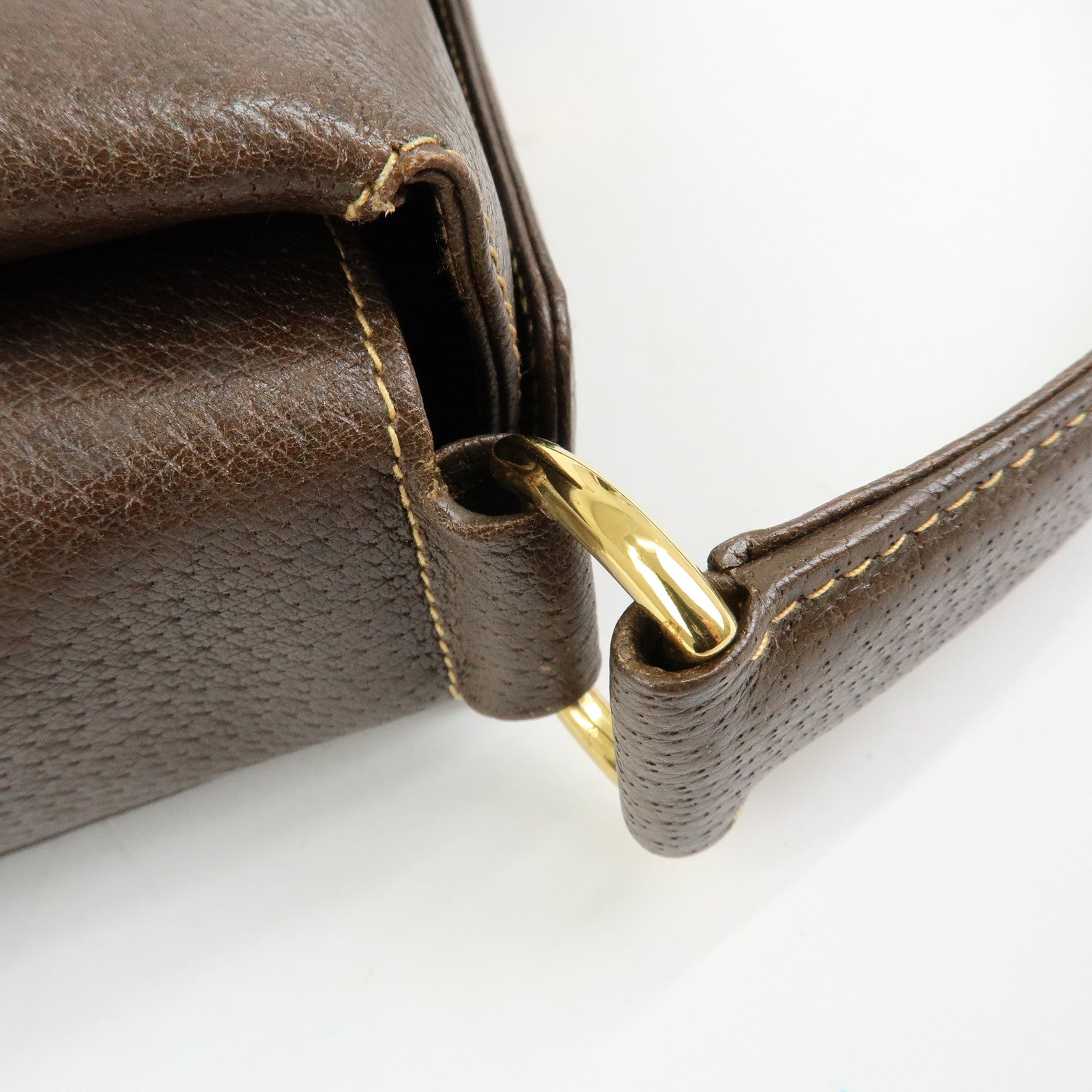 GUCCI Old Gucci Leather Hand Bag Brown 000・406・0025