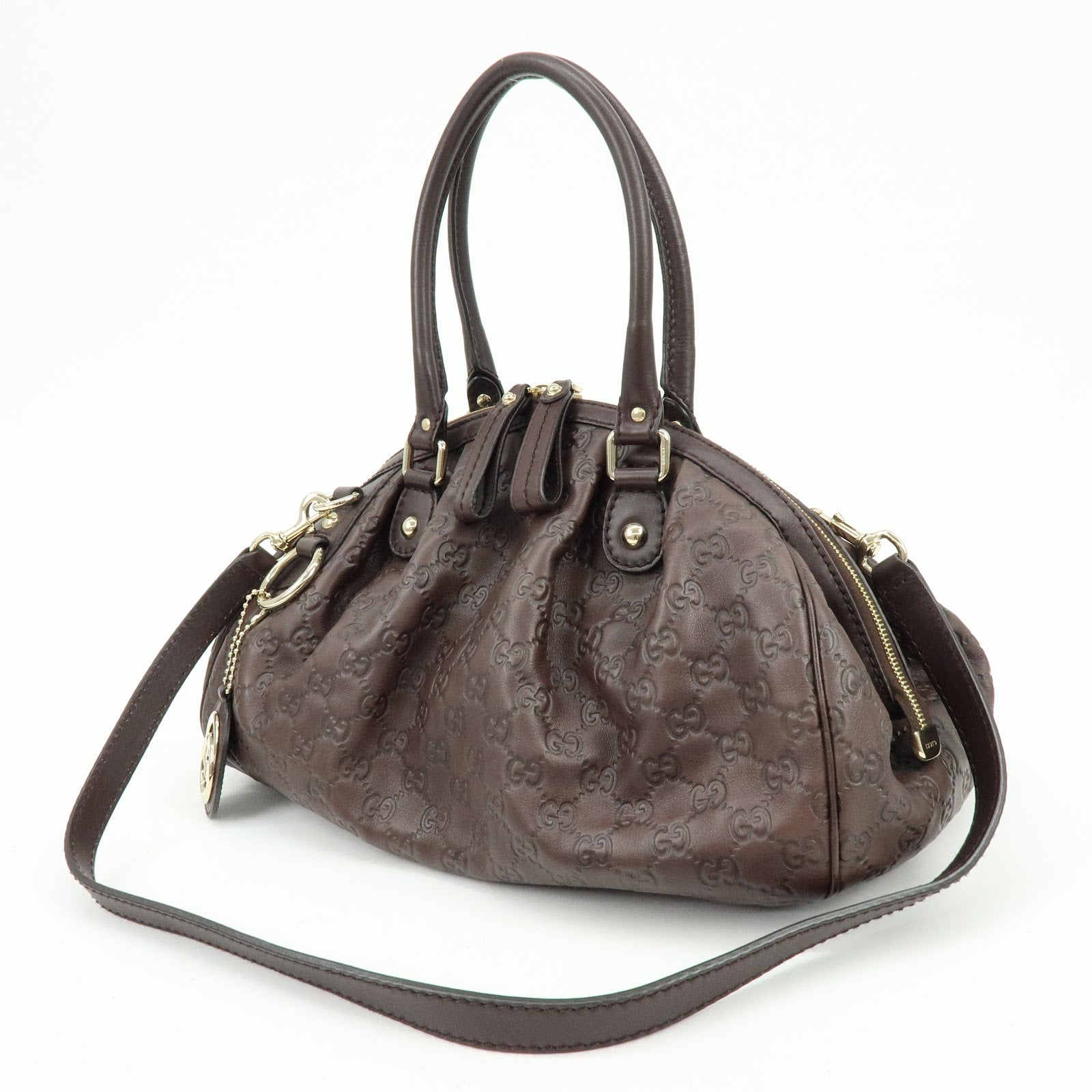 GUCCI Sukey Interlocking G Guccissima Leather 2WAY Bag Brown 223974