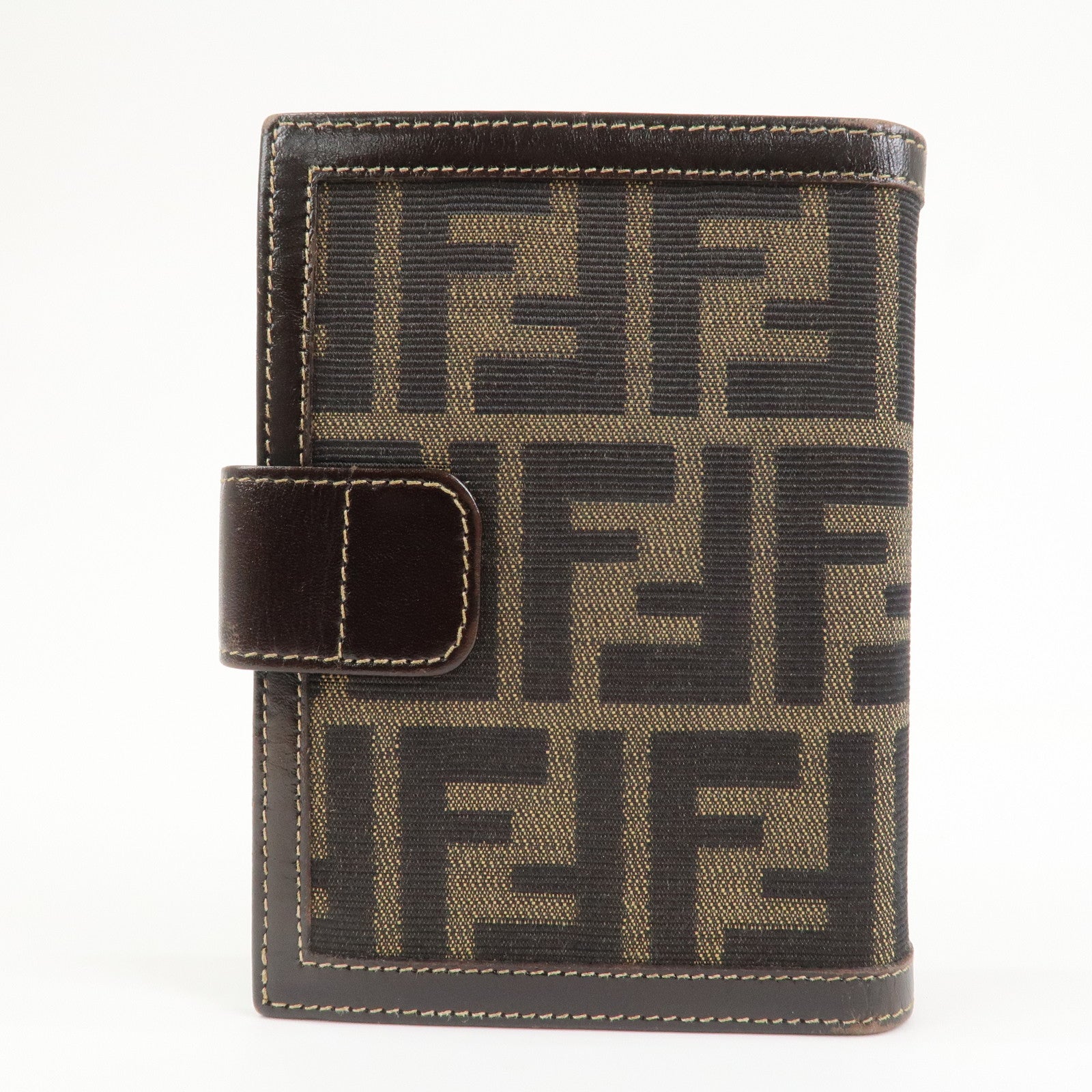 FENDI Zucca Canvas Leather Agenda Planner Cover Brown 30153
