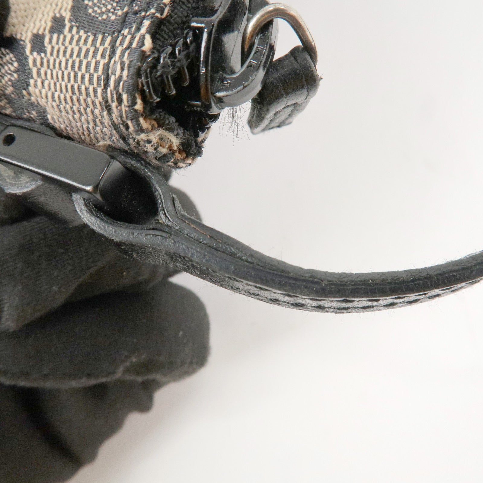 GUCCI Boat Bag GG Canvas Leather Hand Bag Beige Navy 07198