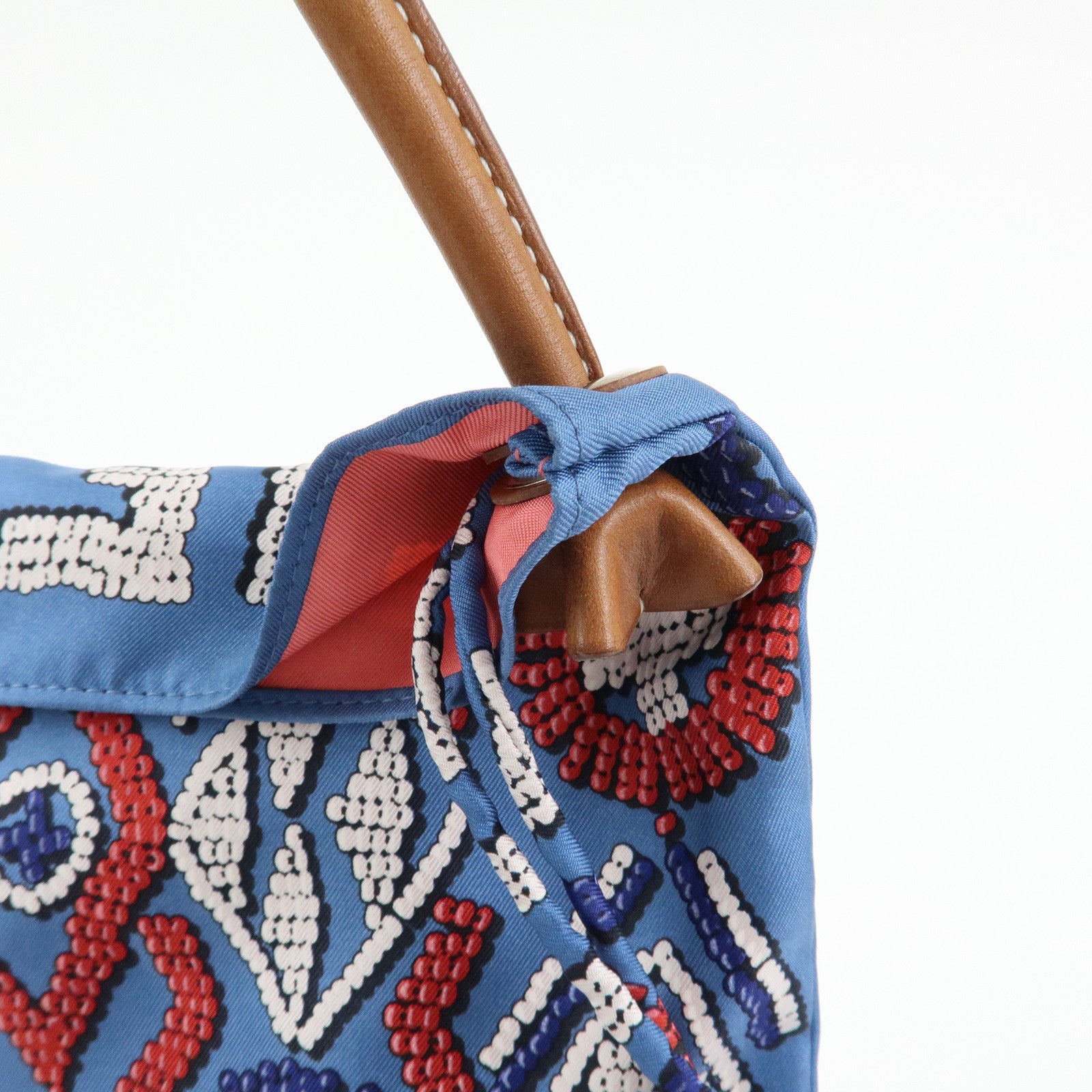 HERMS Silky City PM Silk Leather Shoulder Bag Kelly en Perles Blue