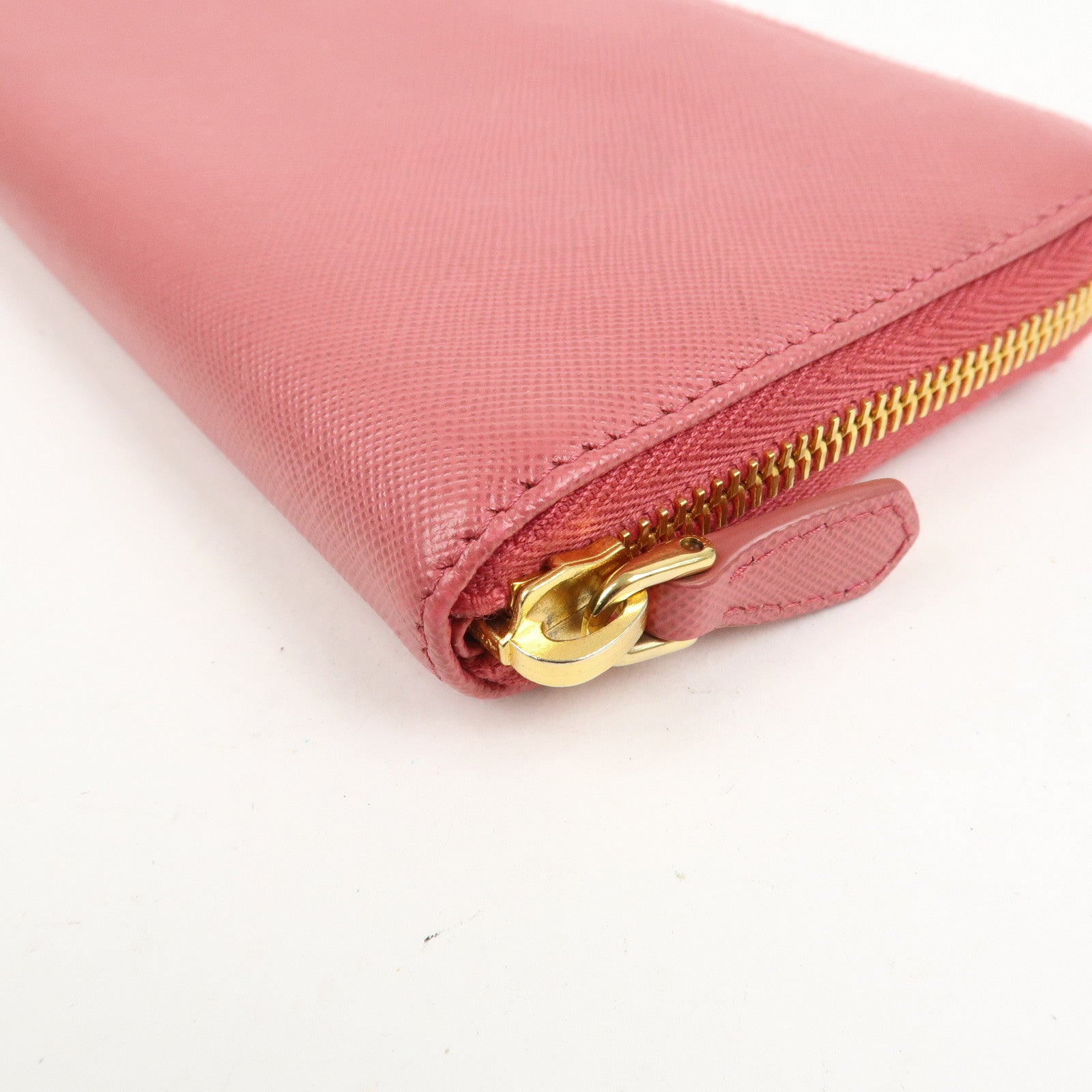 PRADA Logo Saffiano Leather Zippy Long Wallet Pink 1M0506