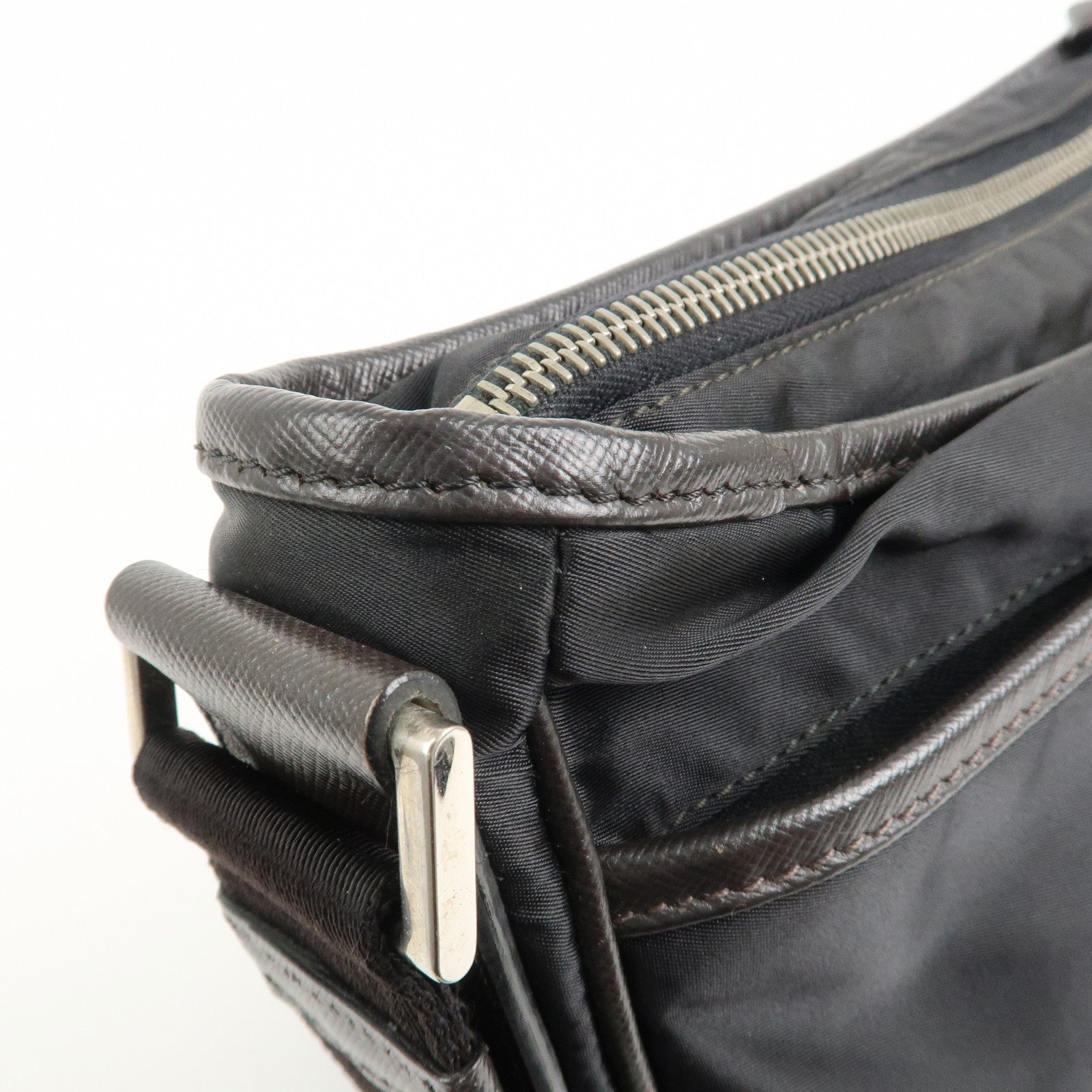 PRADA Triangle Logo Nylon Shoulder Bag Hand Bag Black