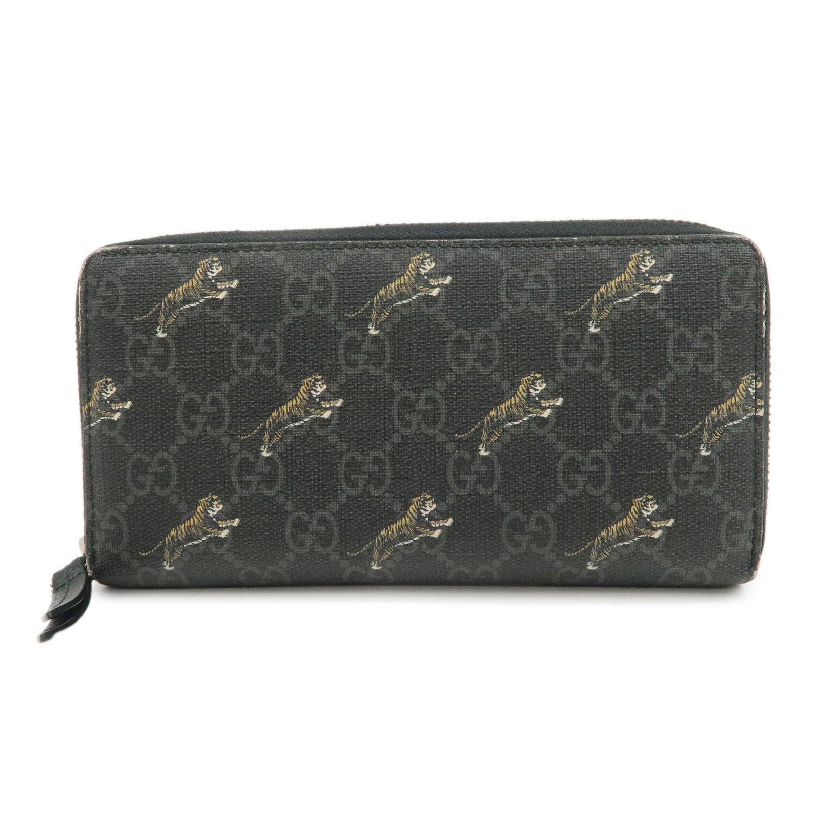 GUCCI Tiger Motif GG Supreme PVC Leather Round Zippy Wallet 575135