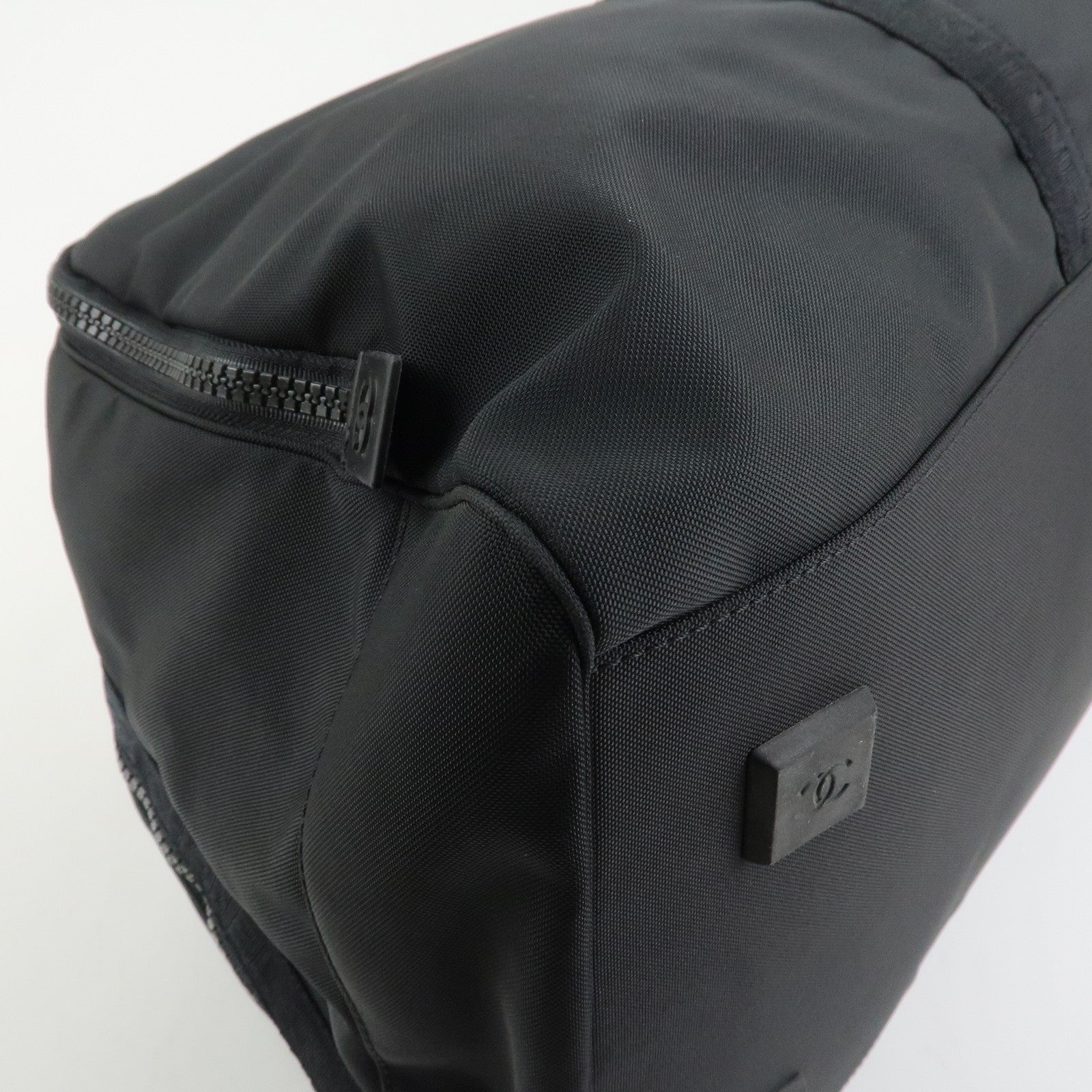 CHANEL Sport Line COCO Mark Nylon Boston Bag Shoulder Bag Black